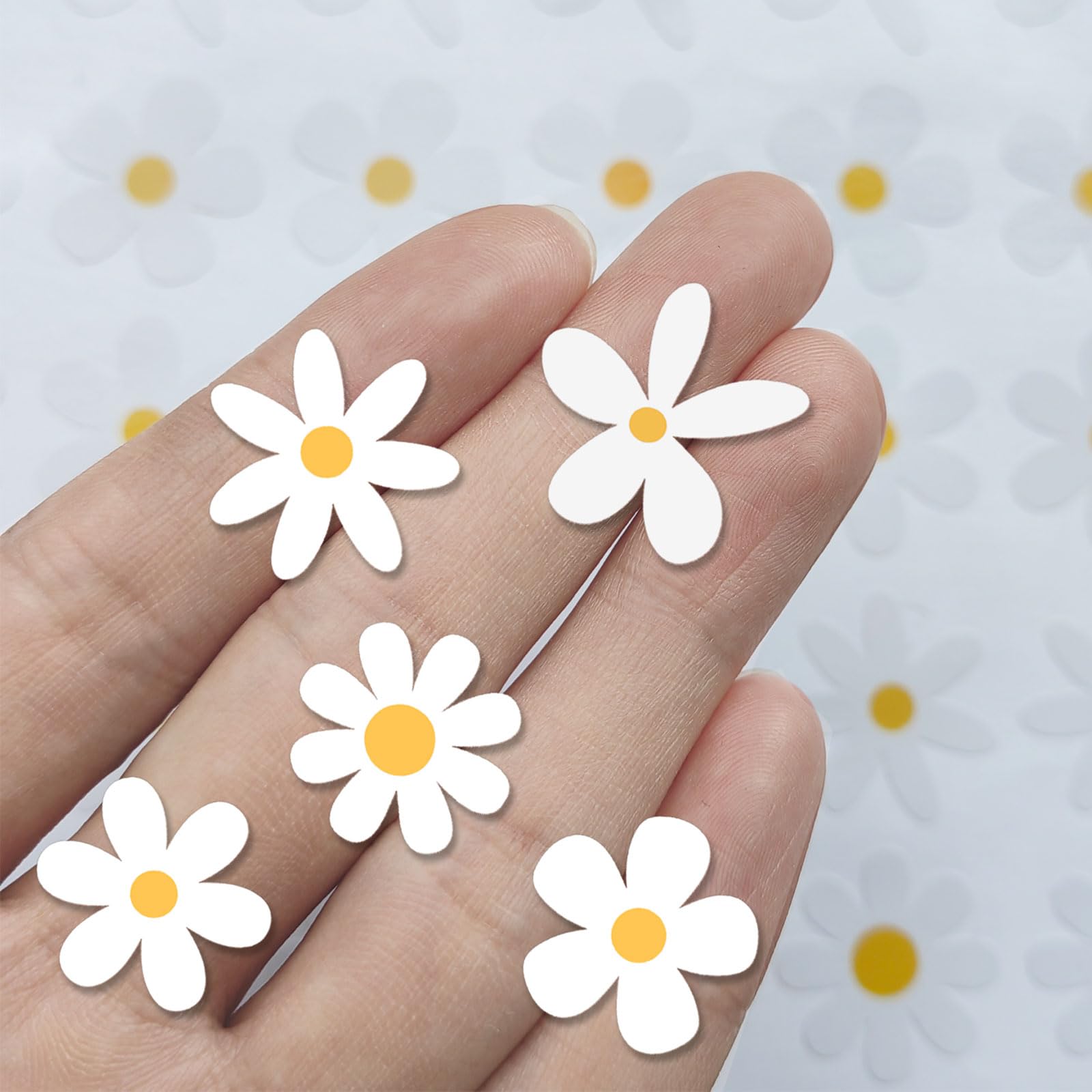 70-Piece Little Daisies Sticker Set - Cute Flower Vinyl Stickers for Laptop, Water Bottle, Phone & DIY Crafts (1 Inch, White) - Perfect for Scrapbooking, Journaling & Personalizing Accessories