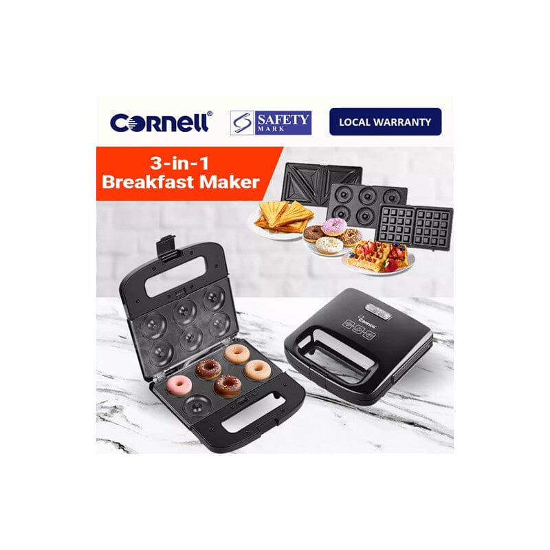 Cornell 3-in-1 Sandwich Maker & Toaster - CSME1105S - Perfect for Breakfast, Lunch & Snacks at Home, Office or Dorm