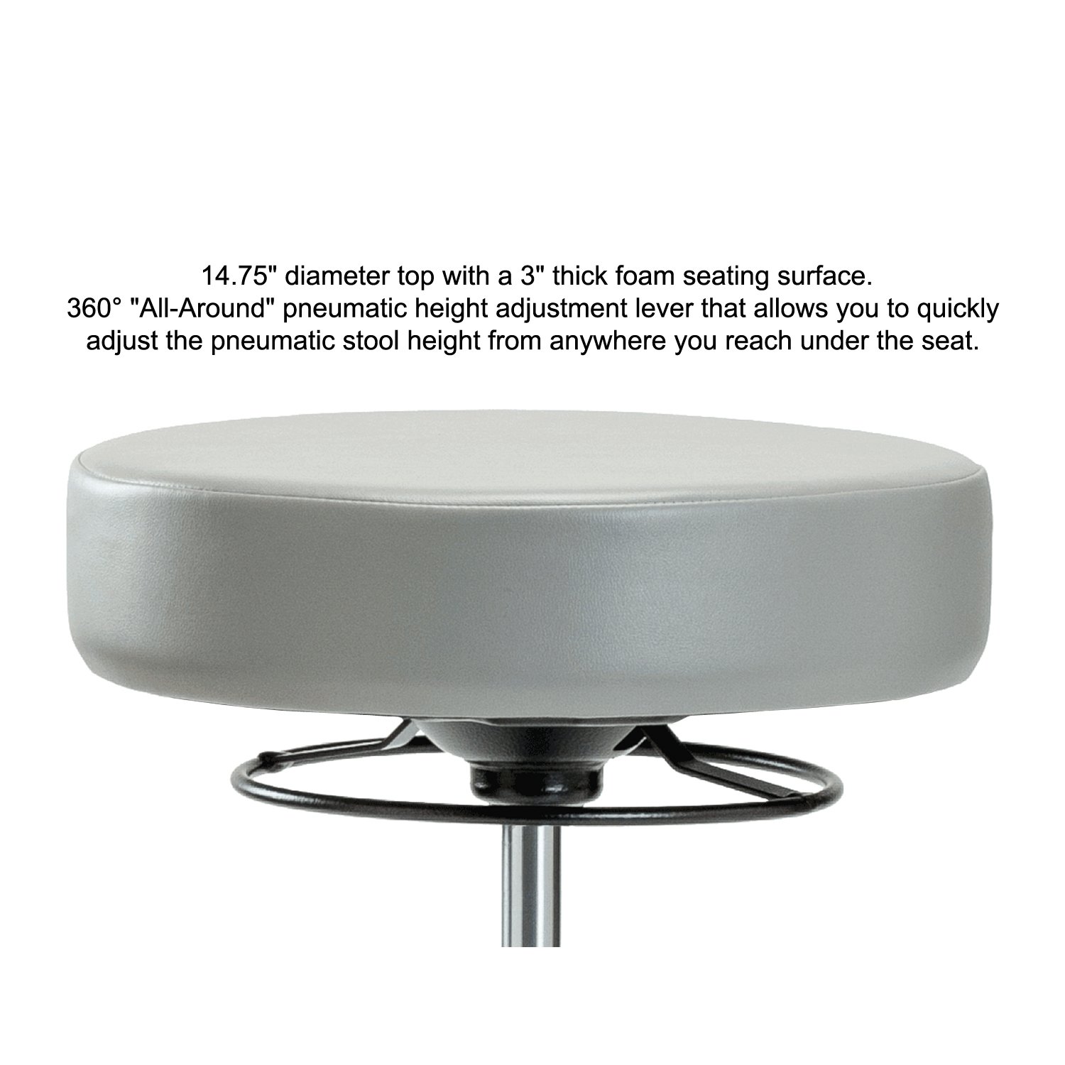 Perch Life Adjustable Height Stool with Stationary Caps - 18-23 Inch Desk Stool, 250 lb Capacity (Imperial Blue Vinyl) - Perfect for Home Office, Standing Desks & Kitchen Counter Workstations