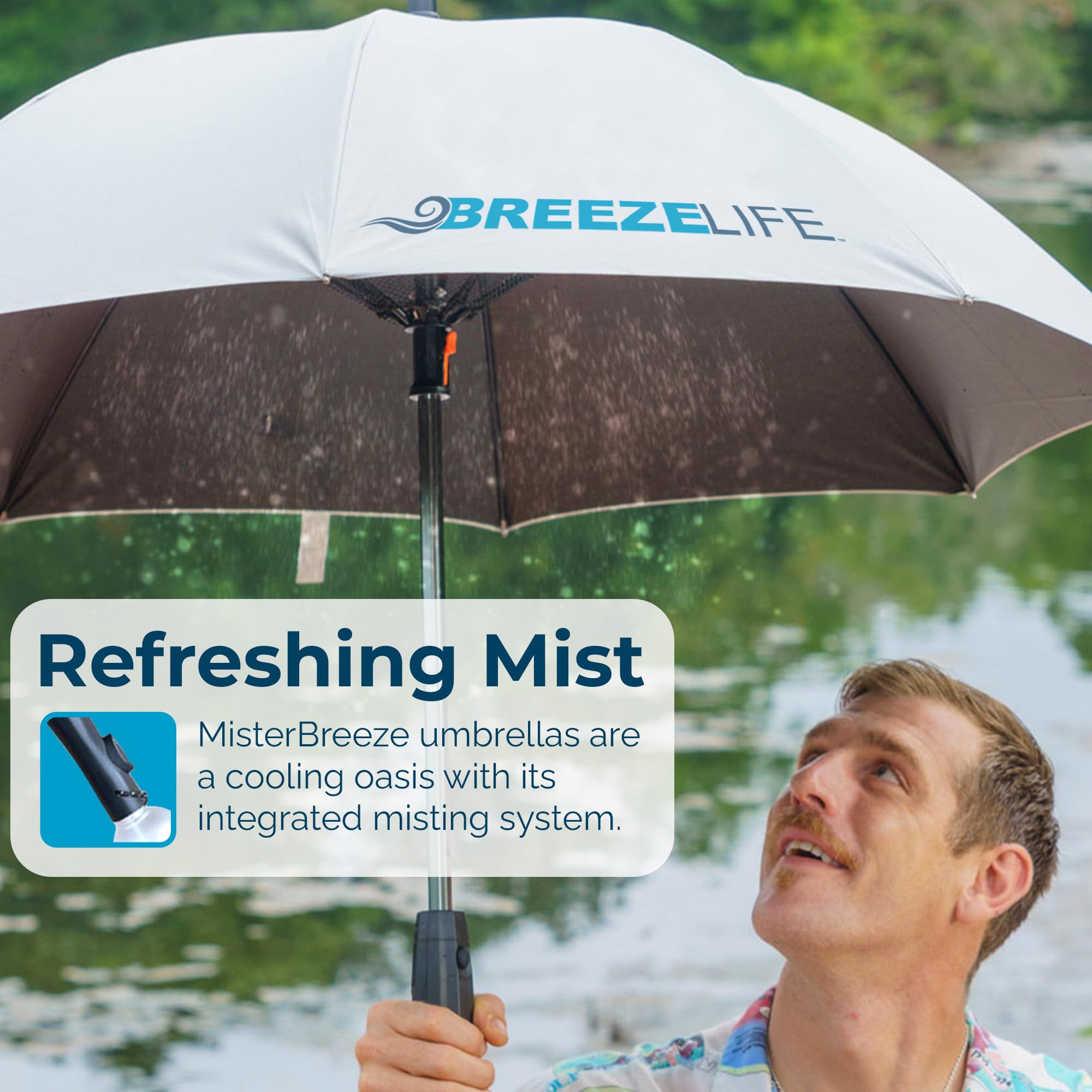 Mister Breeze Sun Umbrella with Fan - Portable Cooling for Beach & Outdoor