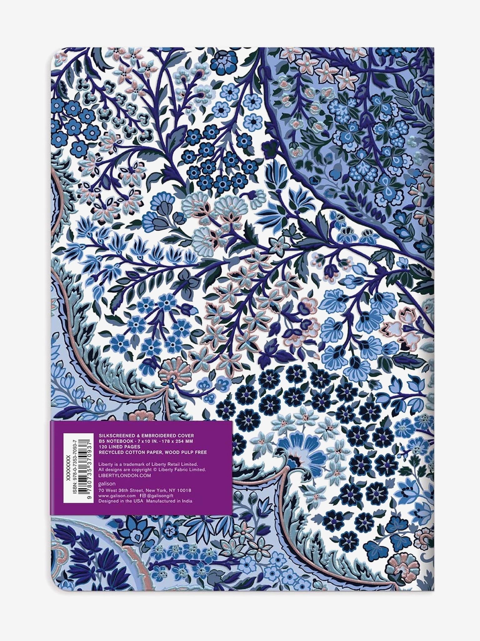Handmade Embroidered Leather Journal - Liberty Tanjore Gardens Design for Writing, Sketching & Gift Giving | Perfect Travel Diary, Wedding Guest Book & Creative Notebook
