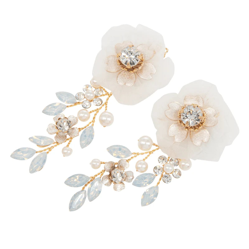 Elegant Floral Wedding Earrings with Swarovski Crystals & Freshwater Pearls - A9044 | Bridal Jewelry for Brides, Bridesmaids & Formal Occasions
