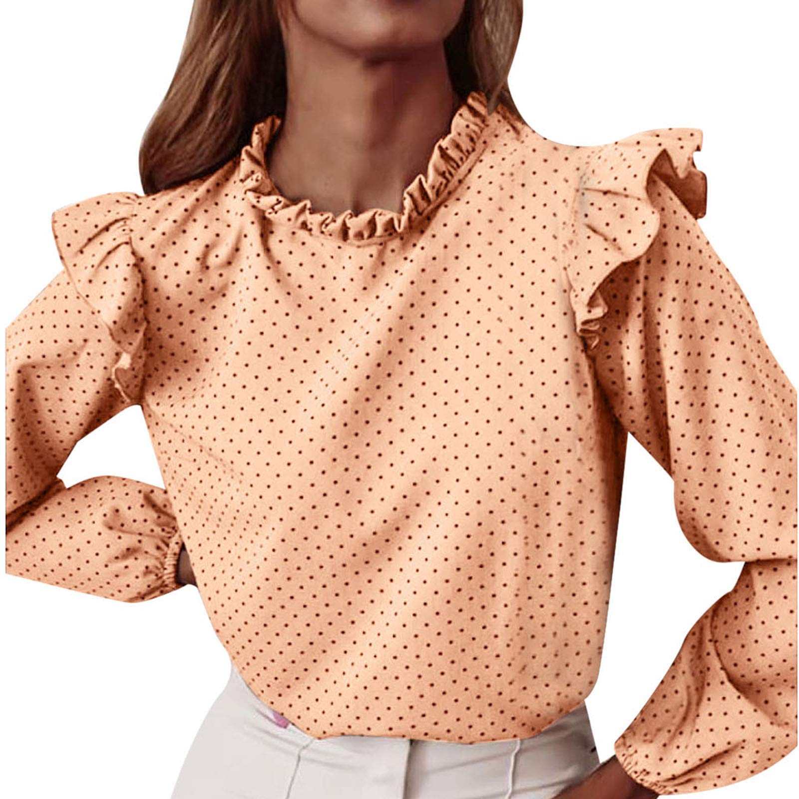 Women's Fashion Round Neck Long Sleeve Tops - Elegant Business Casual Blouse for Office & Daily Wear | Comfortable Stretch T-Shirt for Work, Dating & Social Events