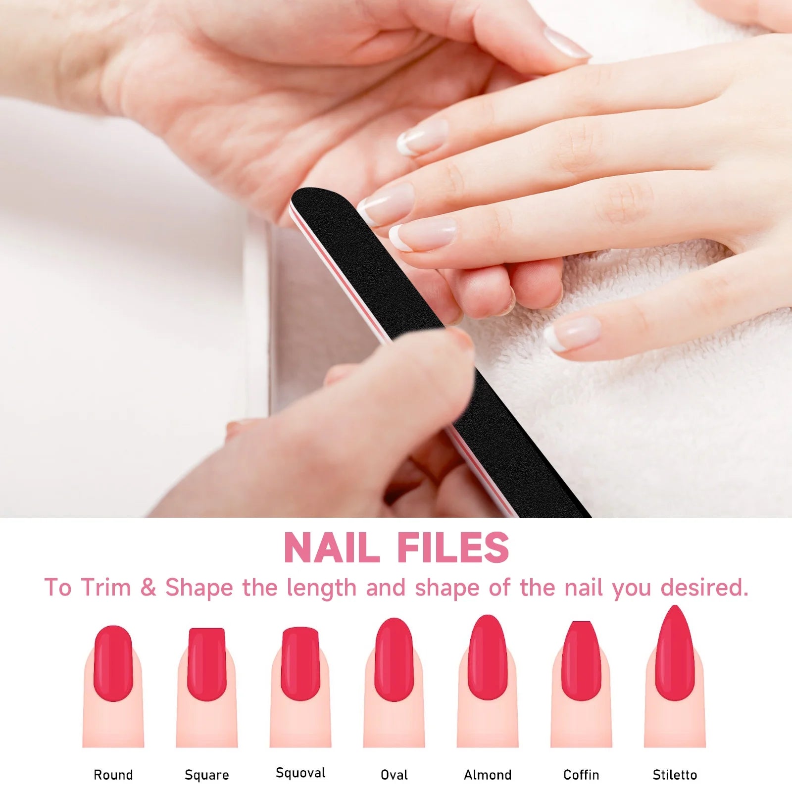 Professional 12-Piece Manicure Kit - FACEMADE Nail Files & Buffers with 100/180 Grit for Smooth Nails | Colorful Nail Care Tools for Home & Salon Use