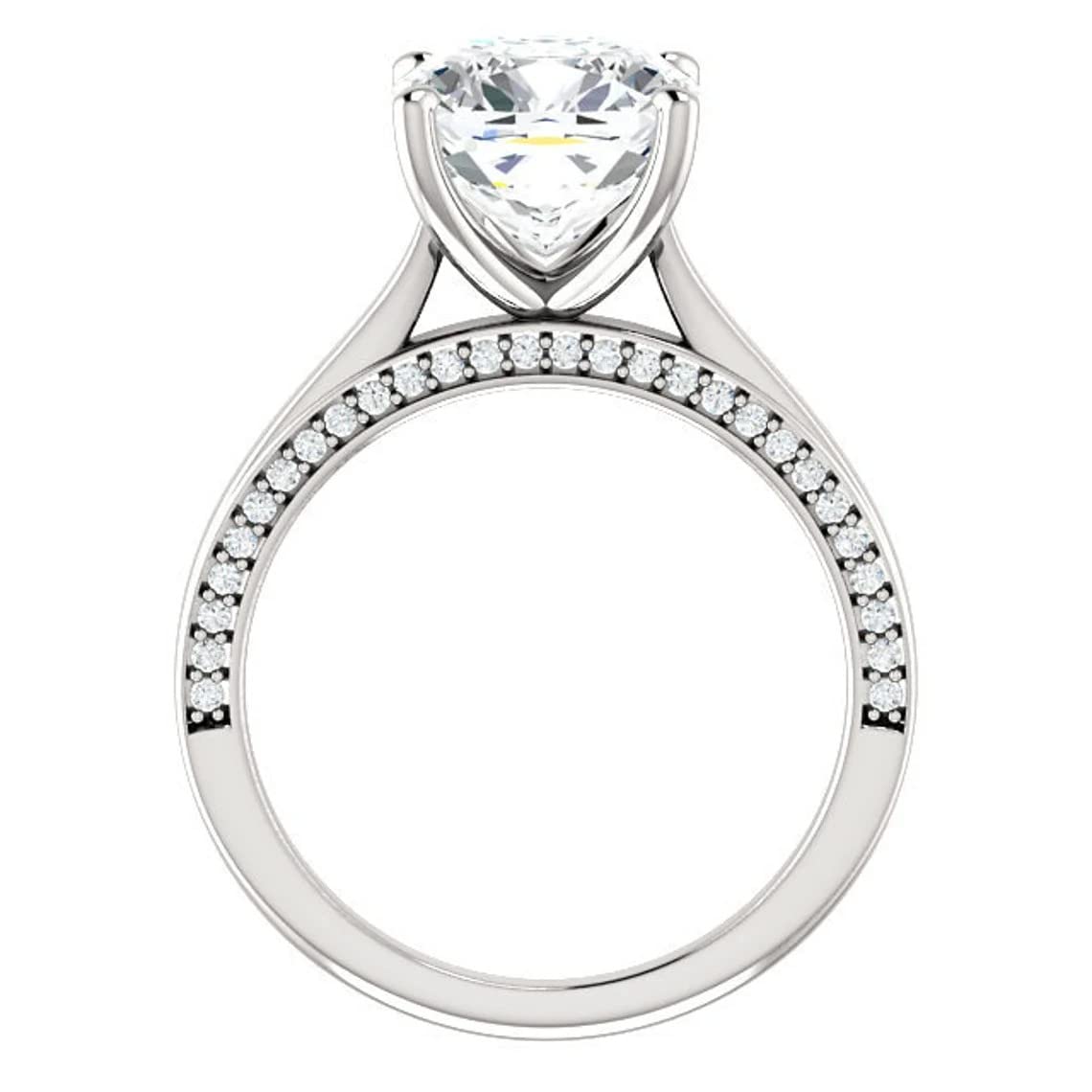 4.20 CT Cushion Cut Moissanite Engagement Ring Wedding Bridal Set, Diamond Alternative Solitaire Ring with 4-Prong Setting, Vintage Antique Silver Promise Ring for Women - Perfect for Proposals, Anniversaries & Special Occasions