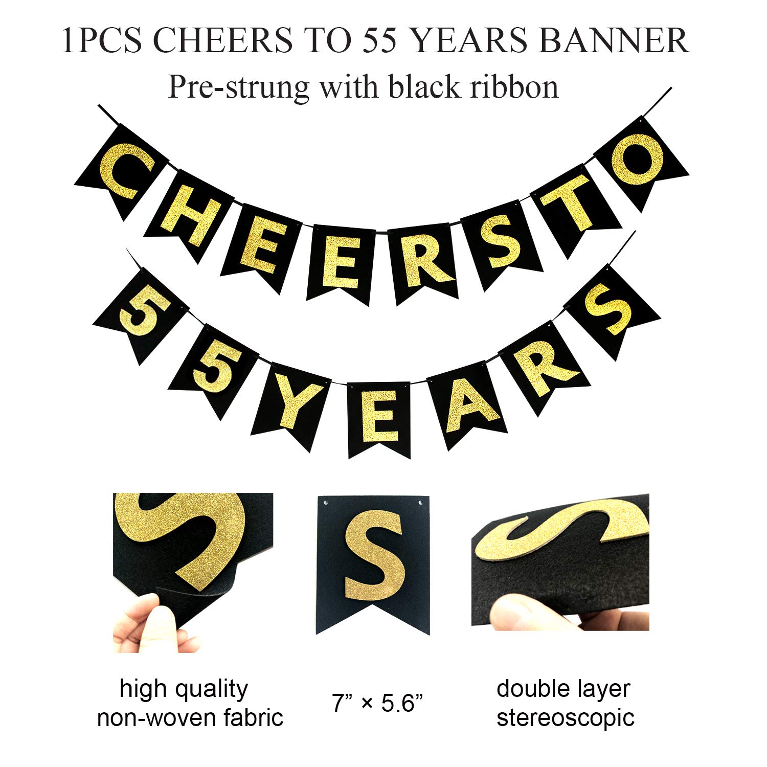 Homond 55th Birthday Decorations for Women & Men - 55th Anniversary Party Supplies, Cheers to 55 Years Banner, 55 Bday Decor - Perfect for Milestone Celebrations, Retirement Parties & Golden Anniversary Events
