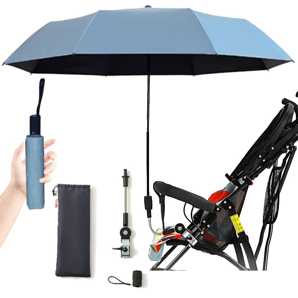 Nakazawa Universal Baby Stroller Sun Shade - UV Protection Waterproof Umbrella with Clip for Strollers, Bikes & Trolleys - Sky Blue | Perfect for Outdoor Walks, Park Visits & Beach Trips