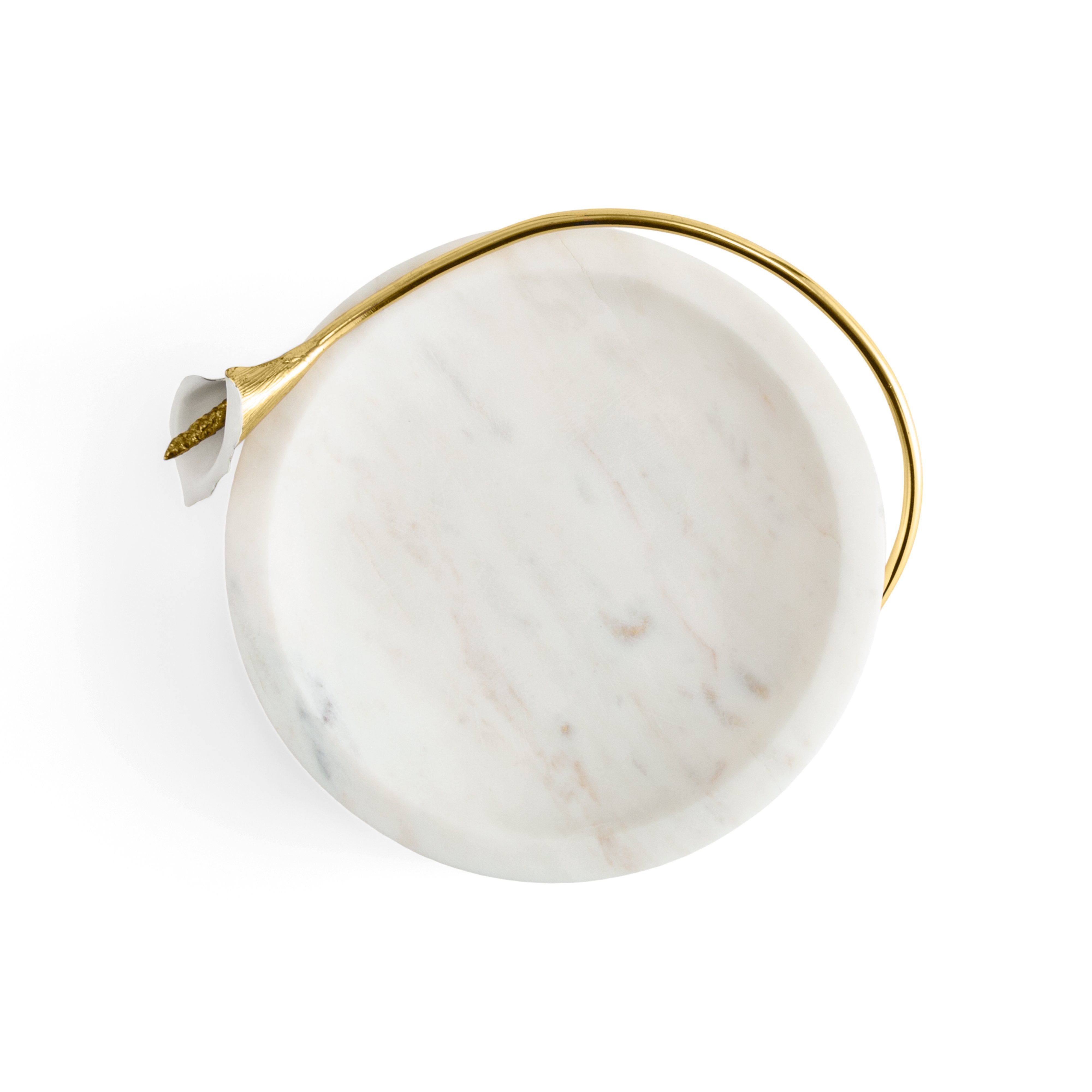 Elegant Calla Lily Marble Serving Dish - Handcrafted Stoneware Appetizer Plate for Weddings, Parties & Home Decor