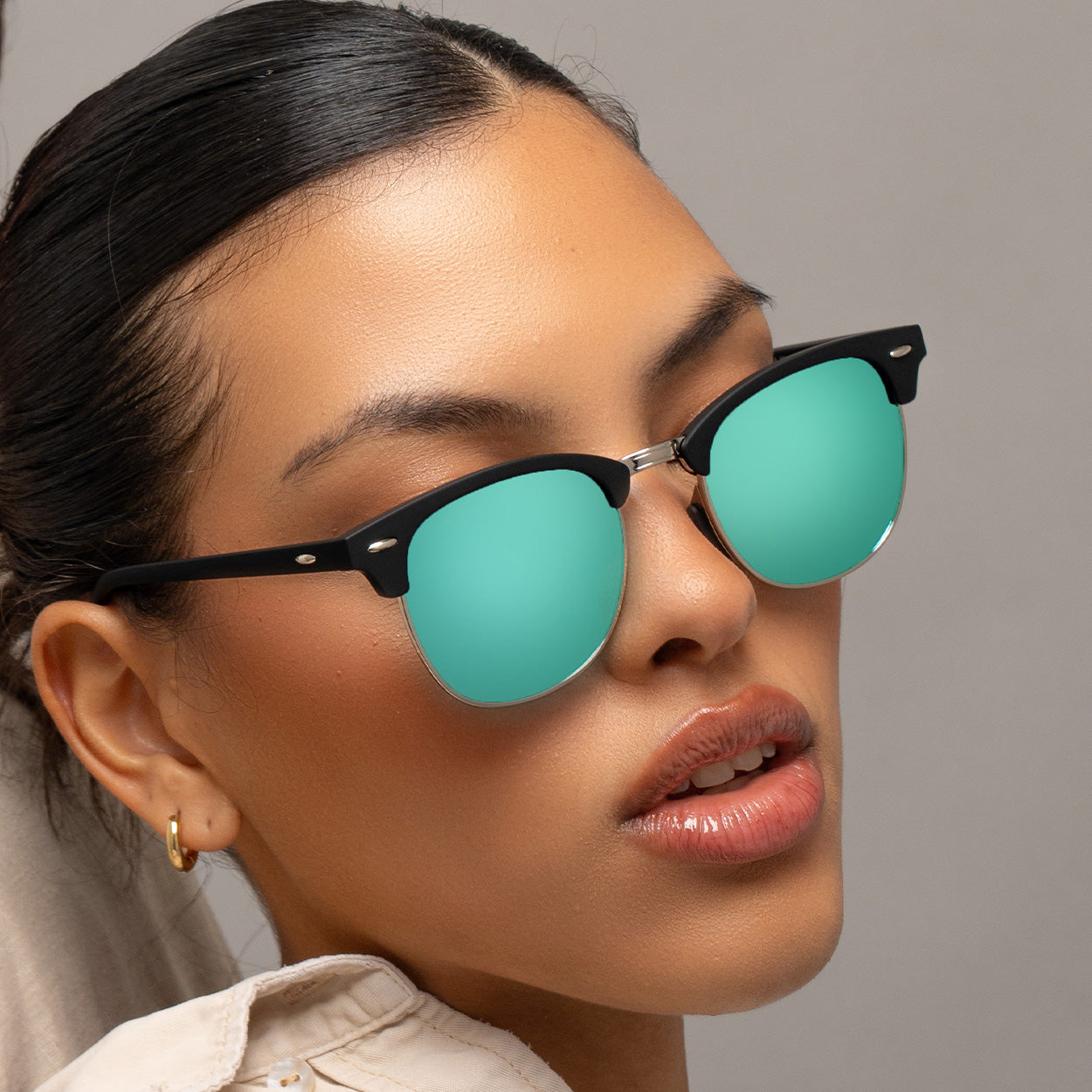 The Masters – Mirrored Aqua Clubmaster Sunglasses for Men & Women | Retro Aviator Style, UV400 Protection | Perfect for Beach, Driving & Outdoor Activities