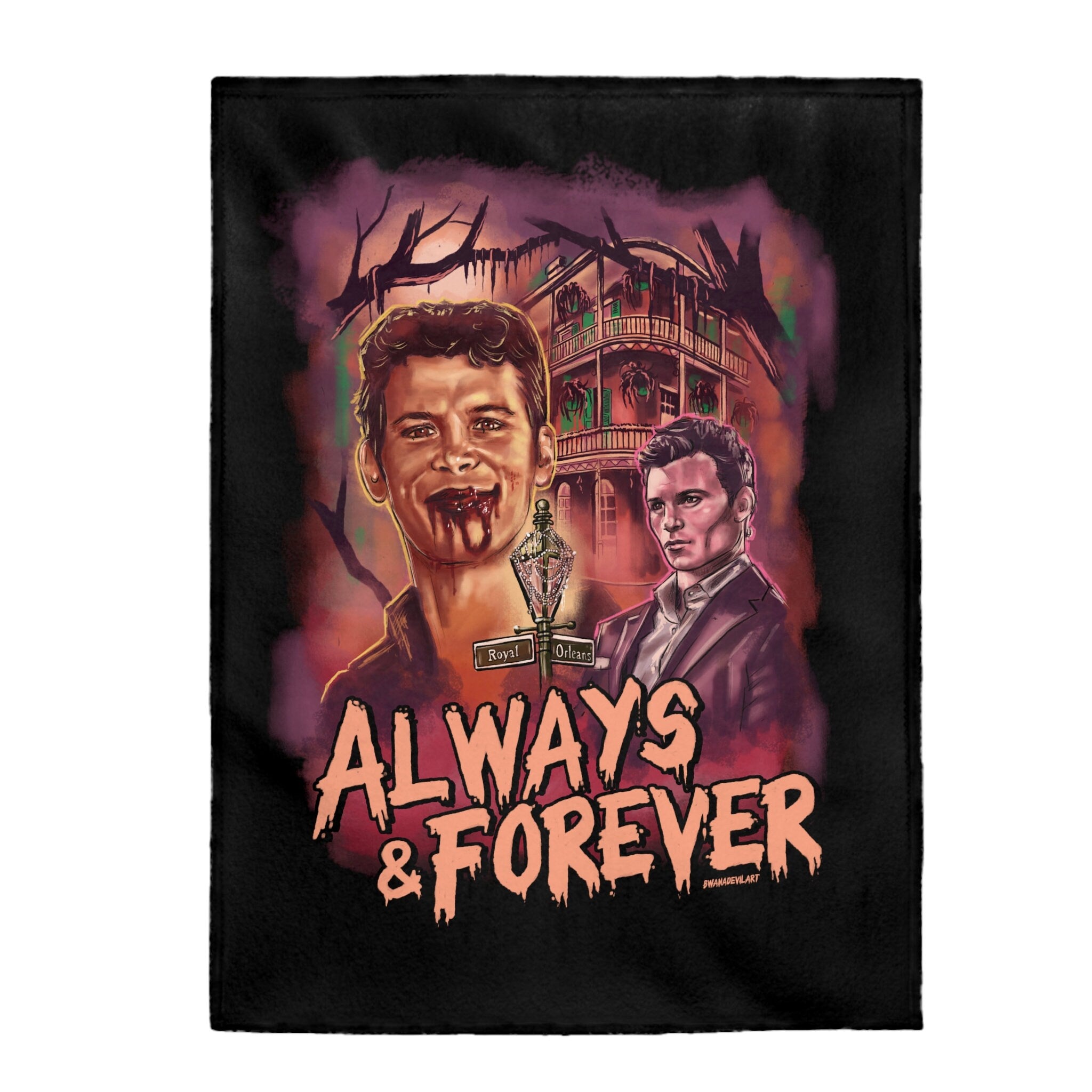 The Originals TV Show Merchandise - Klaus Mikaelson & Elijah Mikaelson Fleece Blanket - Soft & Cozy TVD Fan Gift for Home, Office, or Outdoor Use