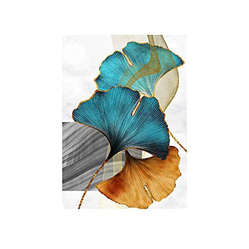 Newrys Ginkgo Leaf Abstract Canvas Wall Art - 30x40cm Modern Botanical Painting for Living Room, Bedroom & Office Decor | Handmade Canvas Print for Home & Office Decoration