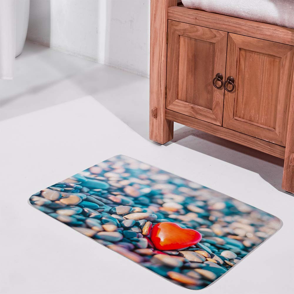 Non-Slip Valentine's Day Heart-Shaped Bath Mat - Soft Memory Foam Bathroom Rug with Quick-Dry Technology, 36