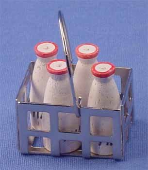 Miniature Dollhouse Milk Bottles in Steel Crate - Perfect for 1:12 Scale Dollhouse Accessories, DIY Crafts, and Collectible Miniatures