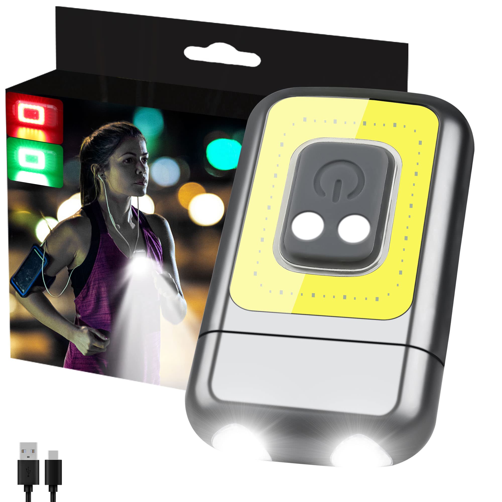 **EGUKU Rechargeable LED Running Lights - 5 Light Modes, USB Charging, Lightweight Clip-On for Night Jogging, Walking & Outdoor Activities - Perfect for Runners, Cyclists & Safety Visibility**