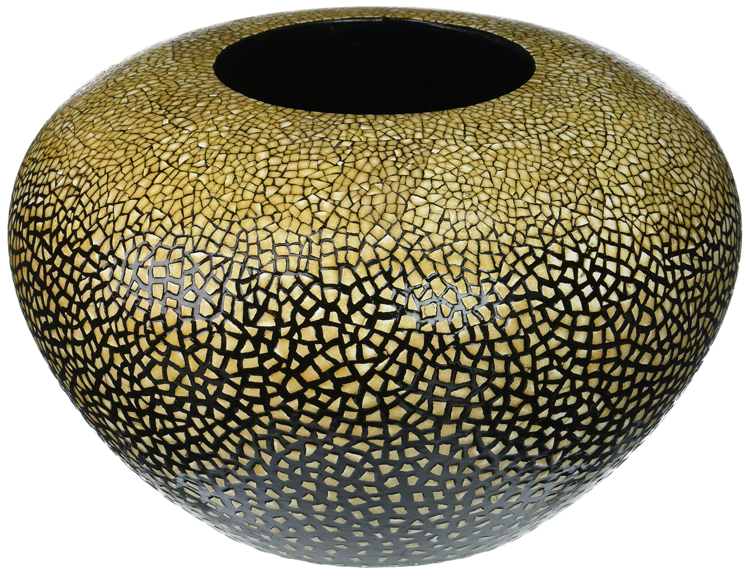 NOVICA Handcrafted Mango Wood Lacquerware Vase - Beige 'Rock Eggs' Design | Decorative Home Accent for Living Room, Bedroom & Office Decor