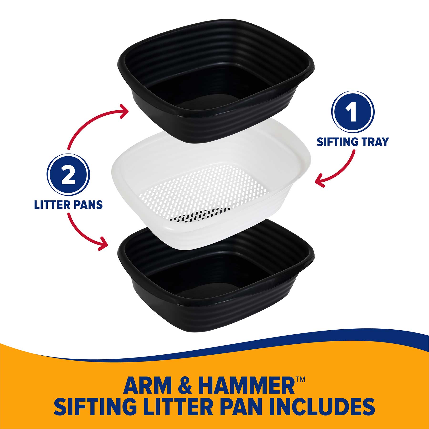 Arm & Hammer Sifting Litter Box for Cats - Odor Control Cat Litter Pan with Sifter System - Easy Clean Self Cleaning Litter Box for Small & Large Cats - Perfect for Home, Apartment or Travel Use
