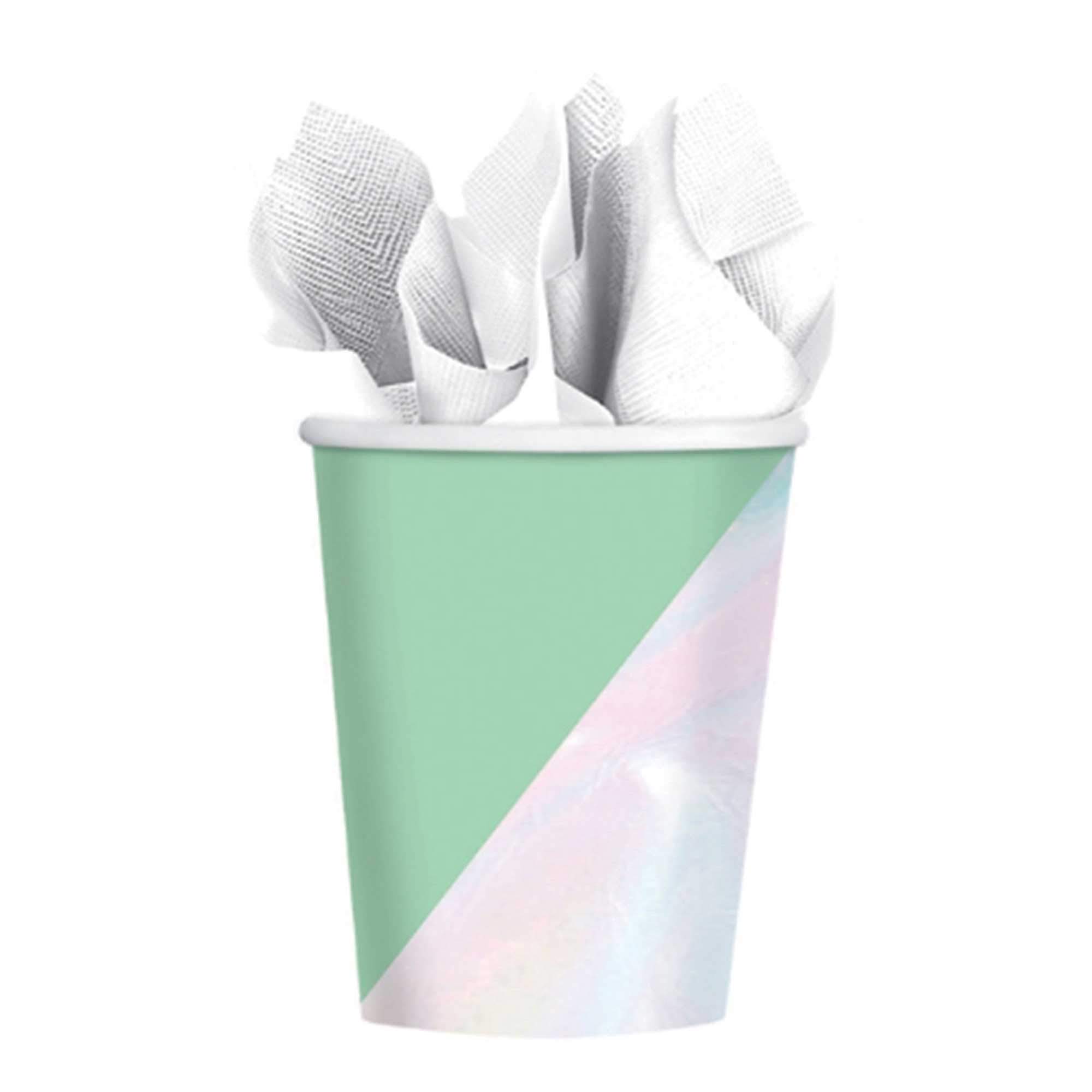 amscan 8 Pack Shimmering Disposable Party Cups 9oz (266ml) - Elegant & Festive for Weddings, Birthdays, and Celebrations