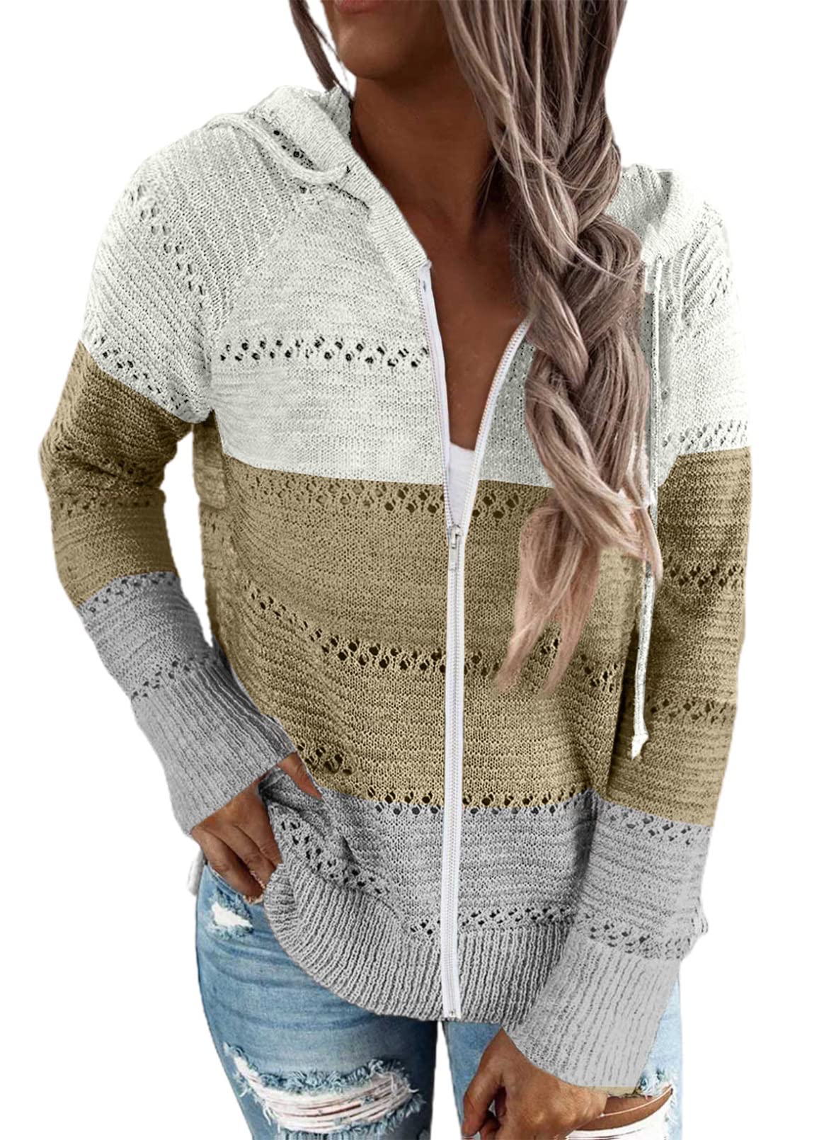 Acelitt Women's Casual Long Sleeve Zip Up Hooded Sweatshirt with Pockets - Comfortable Pullover Hoodie for Everyday Wear (Sizes S-XXL) | Perfect for Lounge, Workout & Outdoor Activities