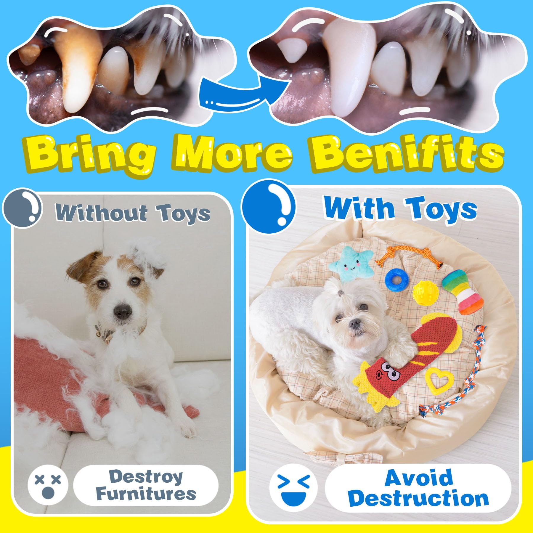 9 Pack Puppy Teething Toys for Small Dogs - Interactive Chew Toys with Rope, Treat Ball & Squeaky Toys - Great for Teething Relief, Training & Playtime - Perfect for Puppy Bonding and Dental Health