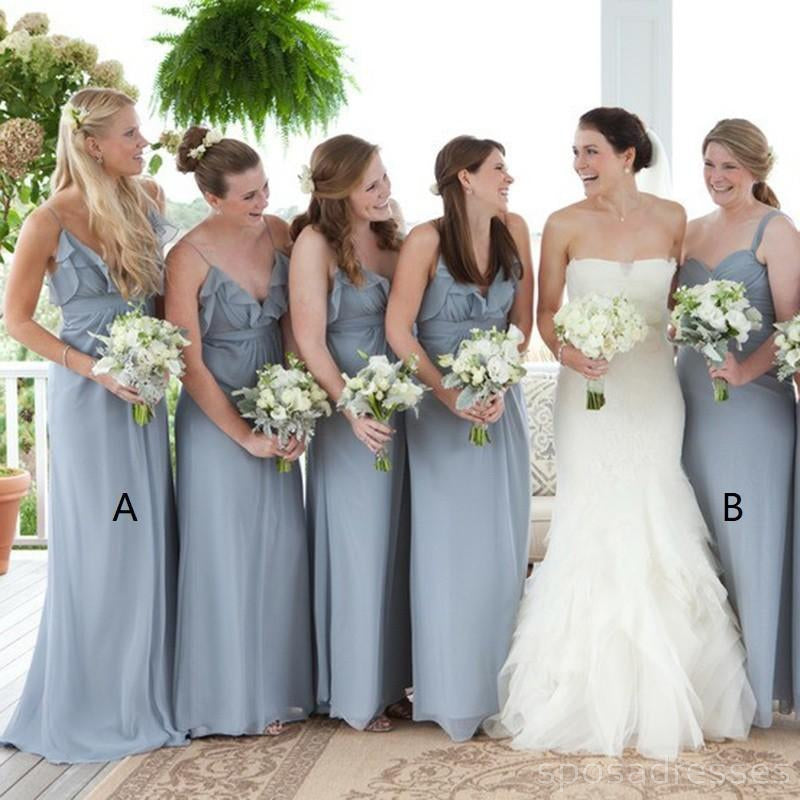 Elegant Grey Chiffon V-Neck Bridesmaid Dresses - Custom Sizes & Affordable Prices | Perfect for Weddings, Formal Events & Special Occasions | Style WG214