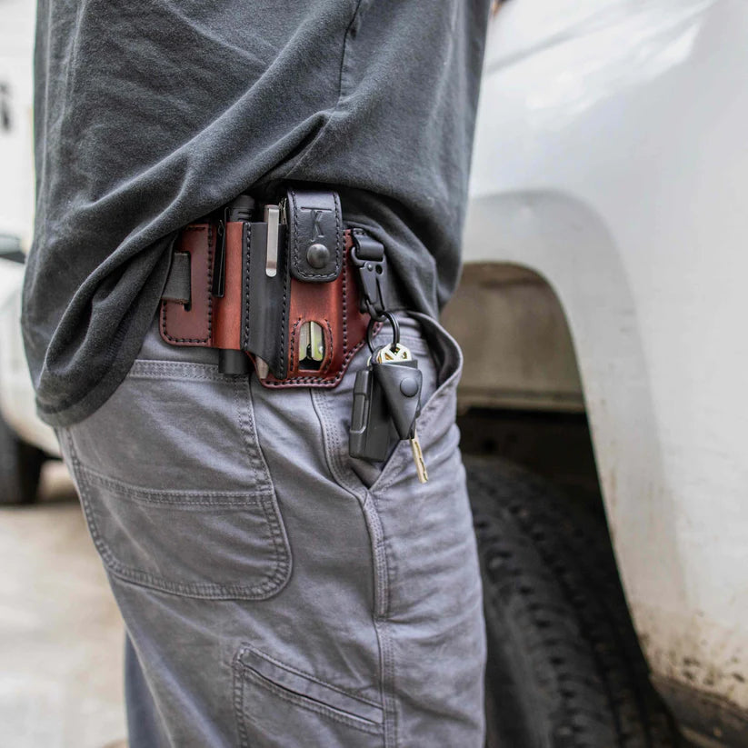 **Men's Genuine Leather EDC Belt Loop Waist Holster - Durable Outdoor Multitool Sheath for Camping, Hiking & Everyday Carry**