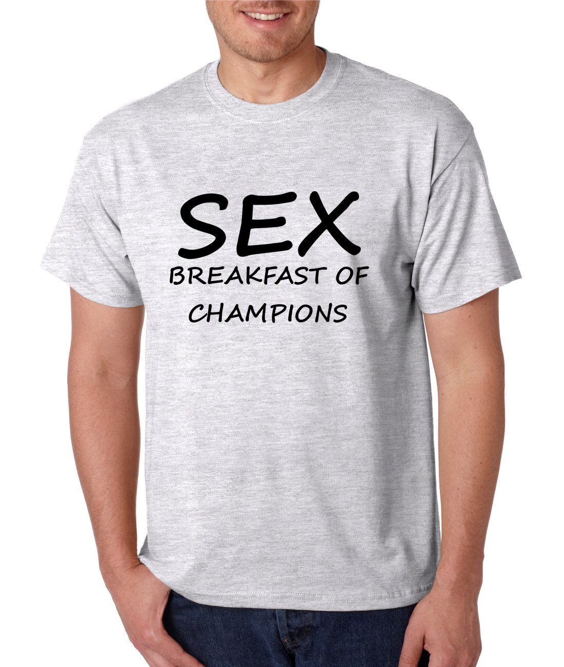ALLNTRENDS Men's Breakfast of Champions Humor Graphic T-Shirt - Funny Casual Tee for Gym, Workout & Everyday Wear