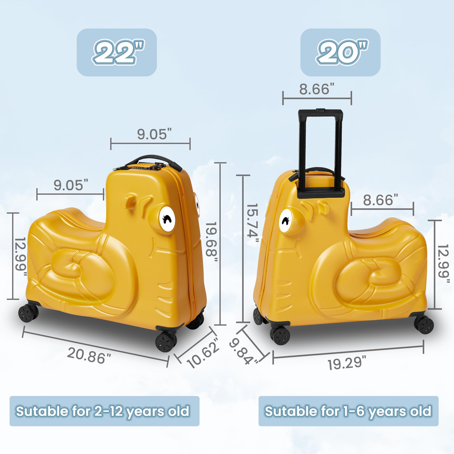 Kids Ride-On Luggage with Spinner Wheels - 22
