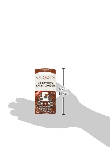 RAYOVAC Size 312 Hearing Aid Batteries - 8 Pack (L312ZA-8ZMB) - Long Lasting Zinc Air Batteries for Hearing Aids - Perfect for Travel, Daily Use & Emergency Backup