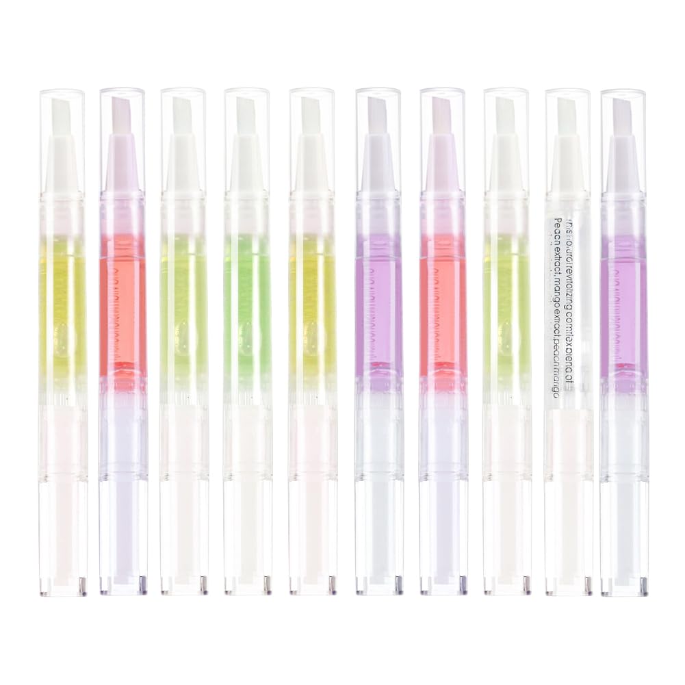 NIDONE 10 Pcs Cuticle Oil Pens for Nail Care - Moisturizing & Nourishing Nail Treatment Oil for Dry Nails & Cuticles - Mixed Flavors Manicure & Pedicure Kit - Perfect for Home & Salon Nail Care Routine