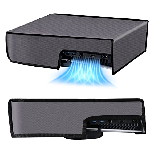 Horizontal PS5 Dust Cover - Waterproof & Anti-Scratch Protective Sleeve for PlayStation 5 Console (Digital & Disc Version) with Back Cable Port - Perfect for Gaming Setup & Console Protection