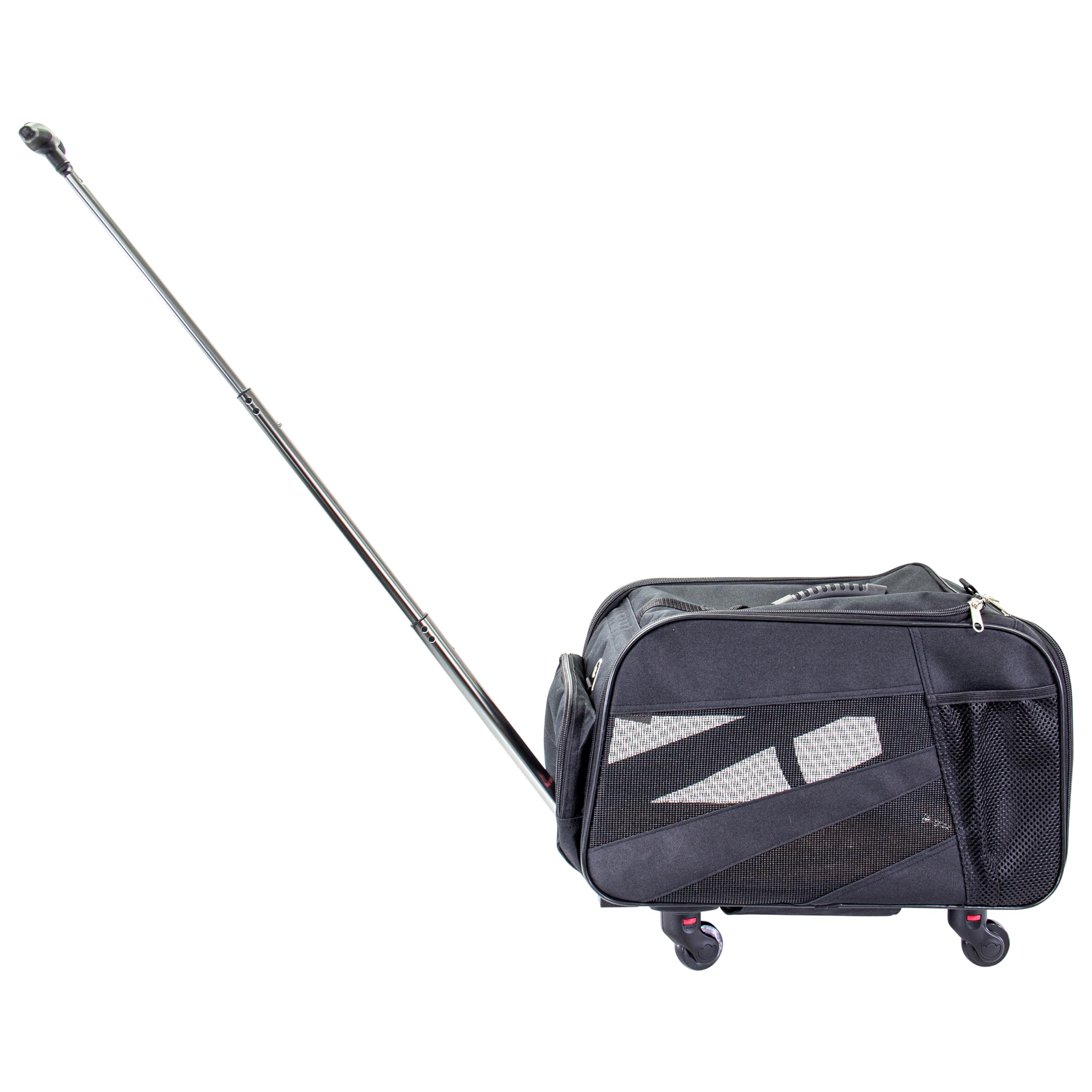Dbest Pet Smart Cart - Medium Black Collapsible Rolling Carrier with Wheels | Soft-Sided Folding Travel Bag for Dogs & Cats | Airline Approved Pet Tote Luggage & Backpack | Perfect for Travel, Vet Visits & Outdoor Adventures