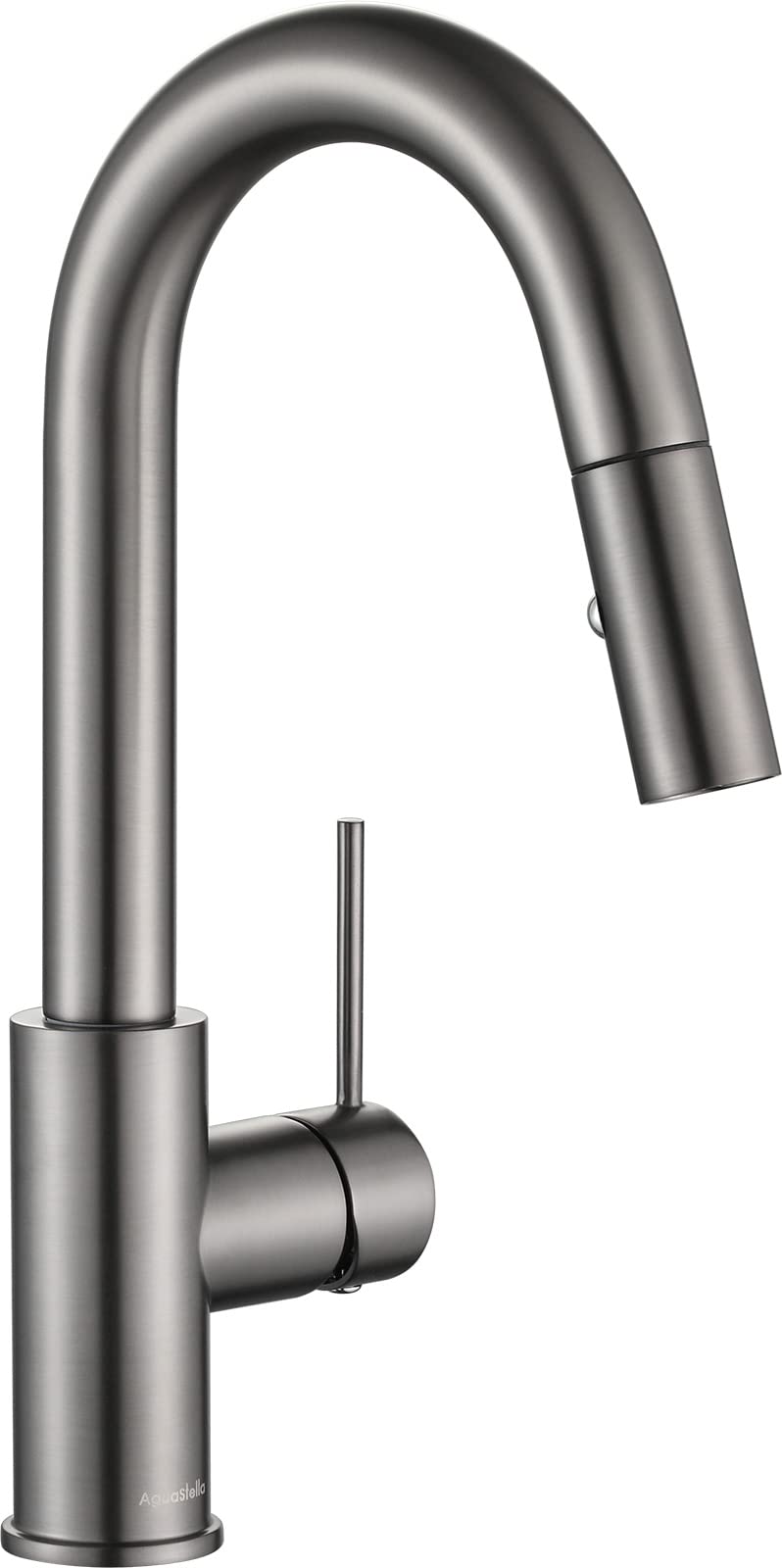 AguaStella AS59GS Grey Stainless Steel Commercial Bar Faucet - Single Handle Pull Down Sprayer Kitchen Sink Faucet for Restaurants, Bars & Home Prep Stations