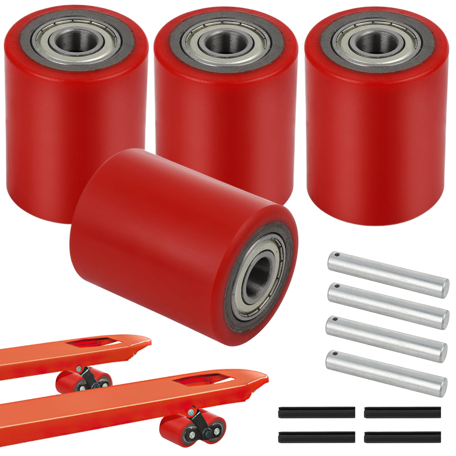Homaisson 2 Pair Pallet Jack Load Wheels - 3” x 3.75” Replacement Wheels with Bearings (ID 20mm) for Manual Pallet Jacks & Lift Trucks - Durable Warehouse Equipment for Smooth Material Handling