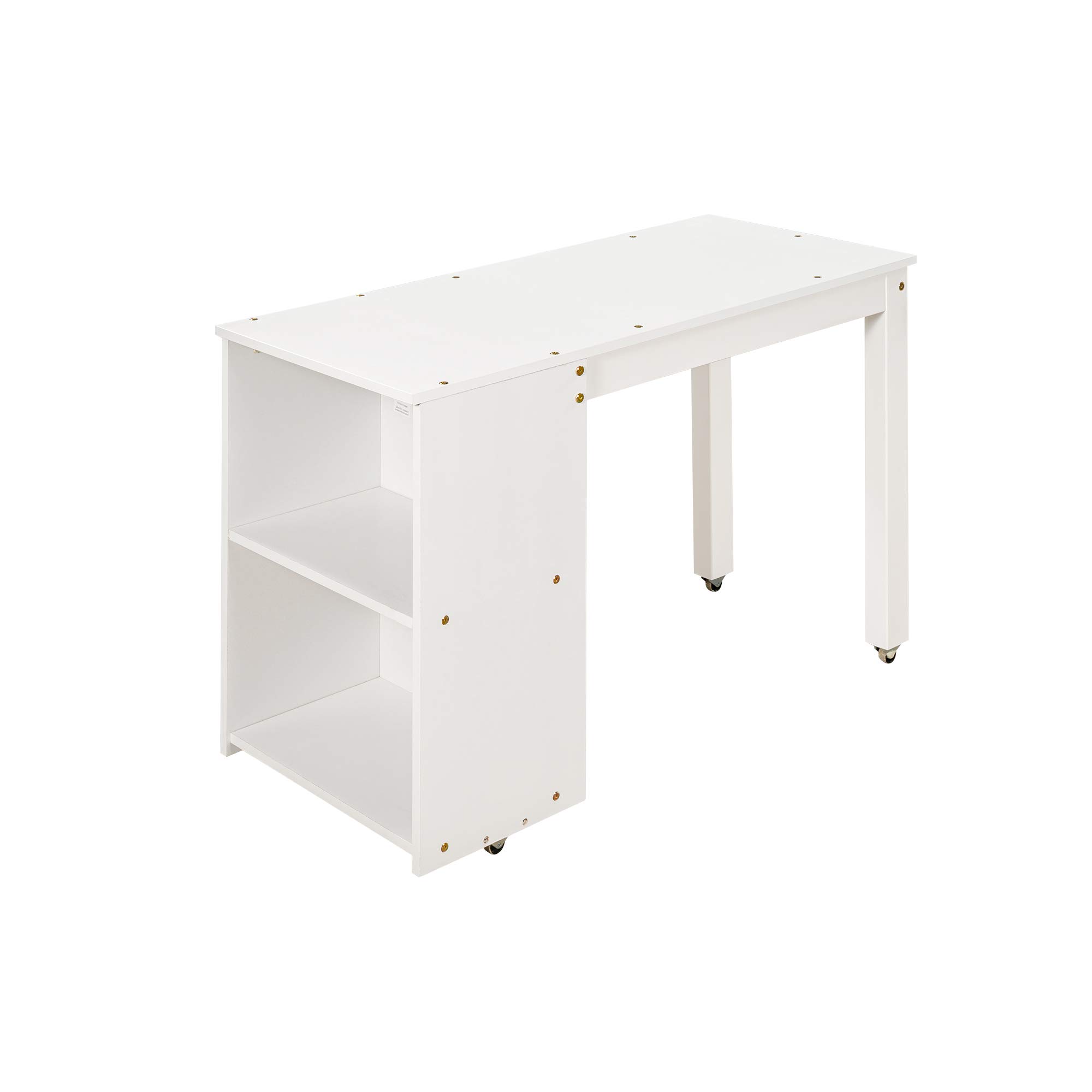 Twin Low Loft Bed with Study Desk for Kids - Rolling Portable Desk, Storage Shelf, Safety Guard Rail & Drawer Cabinet - Perfect for Small Bedrooms & College Dormitories (White) - Space-Saving Study & Sleep Solution for Teens & Students