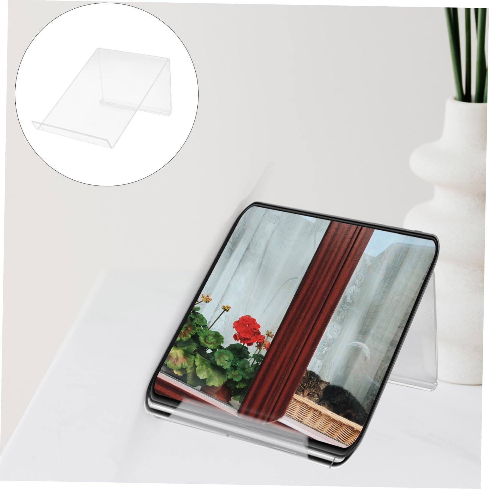 EXCEART Clear Acrylic Phone Stand & Tablet Holder - Adjustable Desk Cradle for iPhone, Samsung, Office & Home Use (Perfect for Video Calls, Reading & Workspace Organization)
