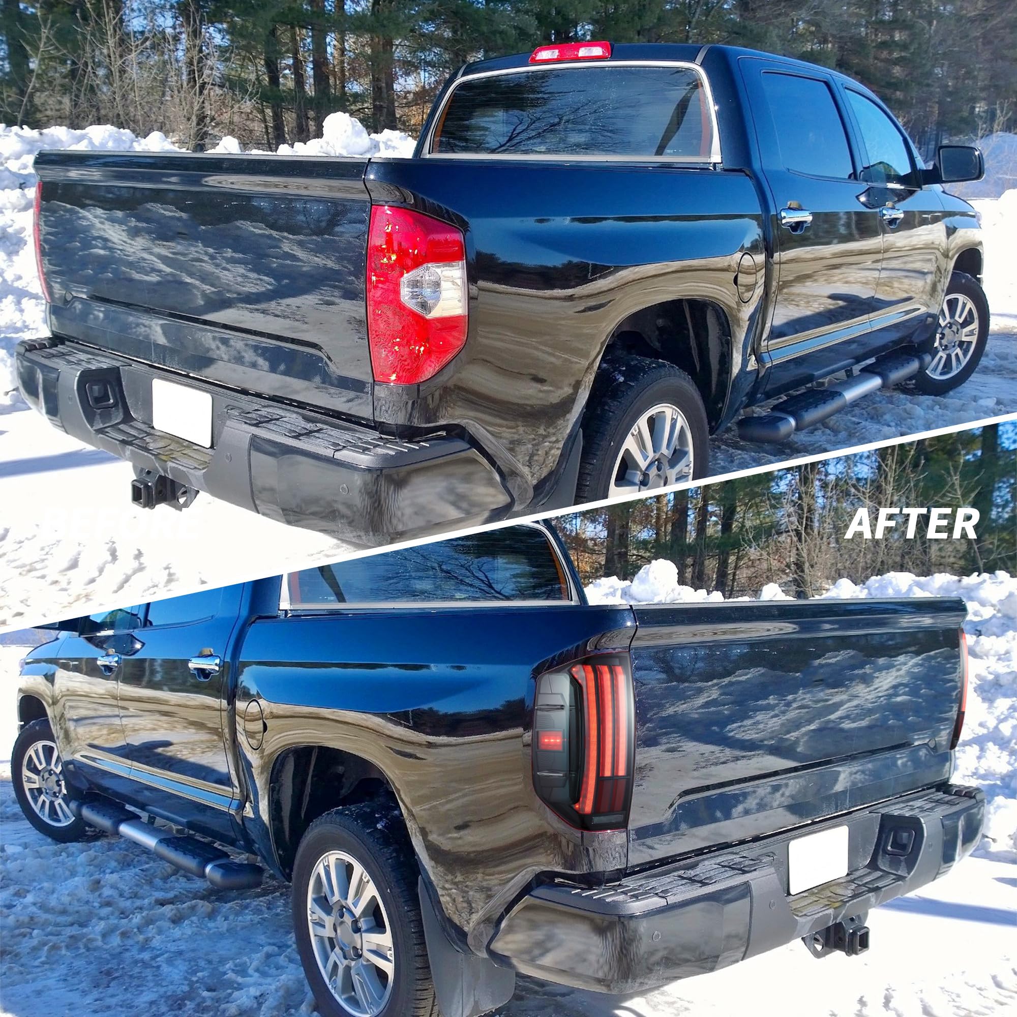 VLAND Smoked LED Tail Lights for 2014-2021 Toyota Tundra (2nd Gen) - Dynamic Animation Sequential Turn Signals, Red Lens, Driver & Passenger Side - Upgrade Your Truck's Rear Style for Night Driving & Custom Look