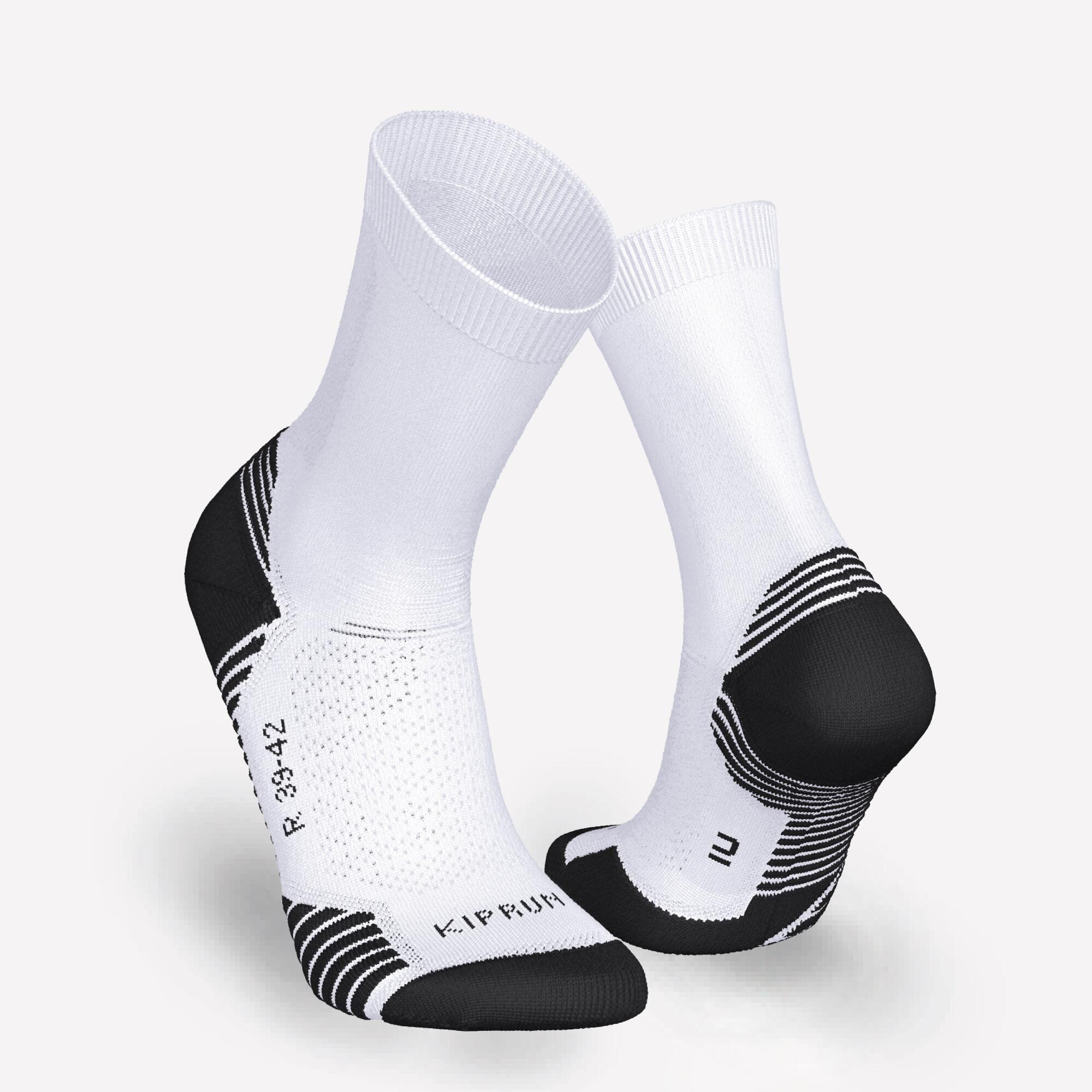 Kiprun Run 500 Thick Mid Calf Running Socks - 2 Pack for Men & Women - Perfect for Marathon, Trail Running & Cold Weather Training