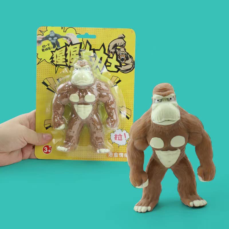 XFWLI-WS Gorilla Stress Relief Toy - Soft Squishy Monkey Novelty Toy for Adults, Fun Desk Fidget & Anxiety Relief Gadget - Perfect for Office, Home & Travel (Brown, Small)