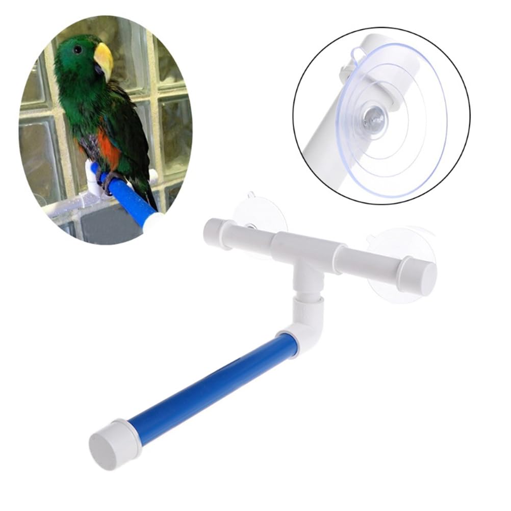 Balacoo 3-Piece Parrot Shower Perch Set - Suction Cup Bird Stand for Bathing & Play | Window/Wall Mounted Perch for Parakeets, Budgies, Cockatoos & Cockatiels | Perfect for Bath Time, Playtime & Cage-Free Relaxation