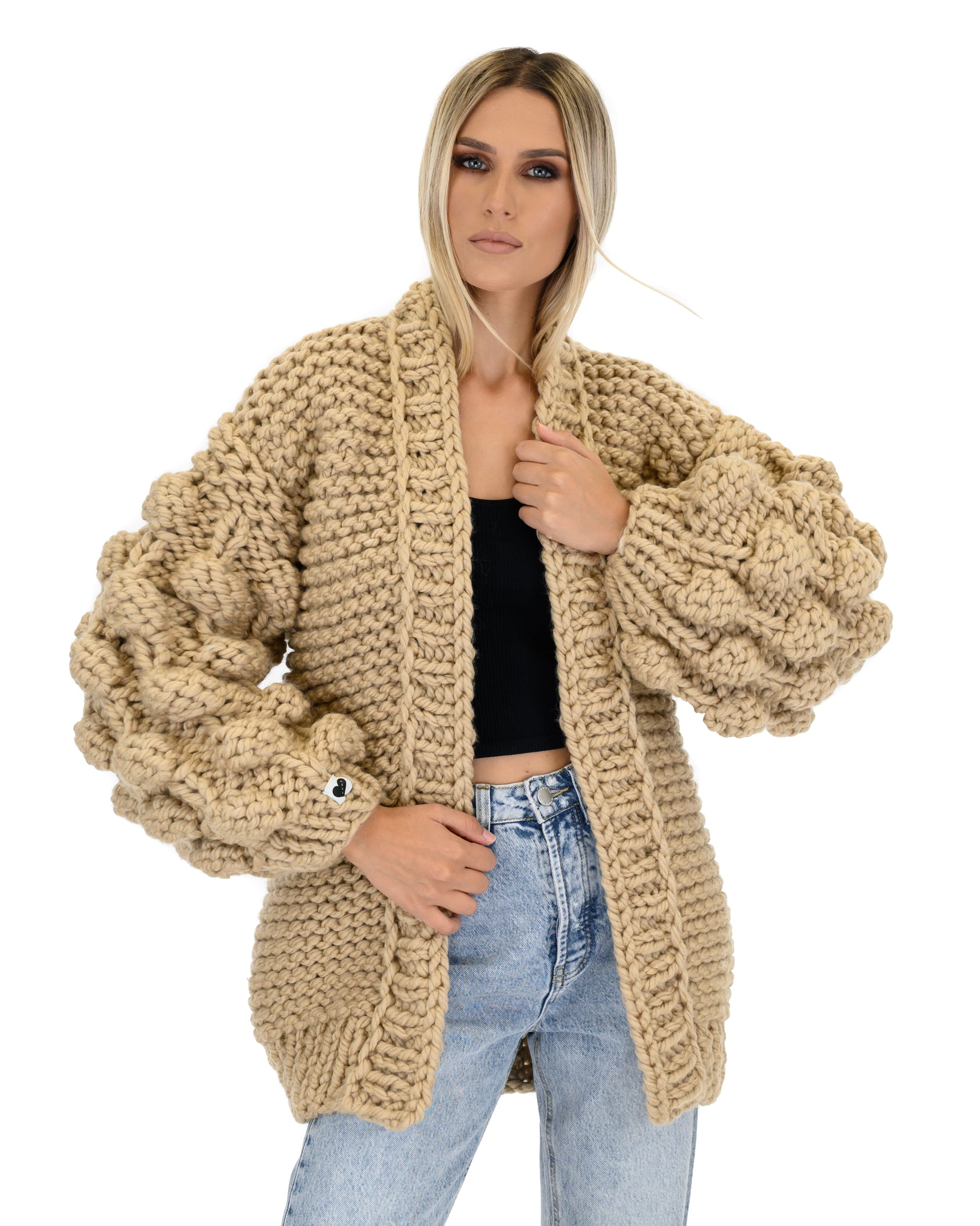 Stylish Bubble Sleeve Cardigan for Women - Soft Knit Open Front Sweater | Perfect for Office, Date Night & Casual Outfits