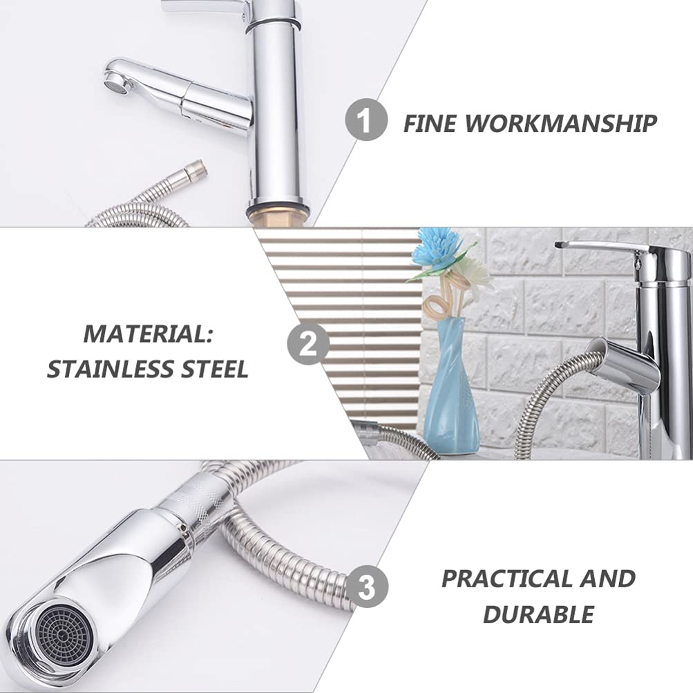 DOITOOL Stainless Steel Single Hole Pull Down Kitchen Faucet with Sprayer - Modern Waterfall Design for Sink, Bar, Laundry & Bathroom | Durable & Easy Install for Home & Commercial Use
