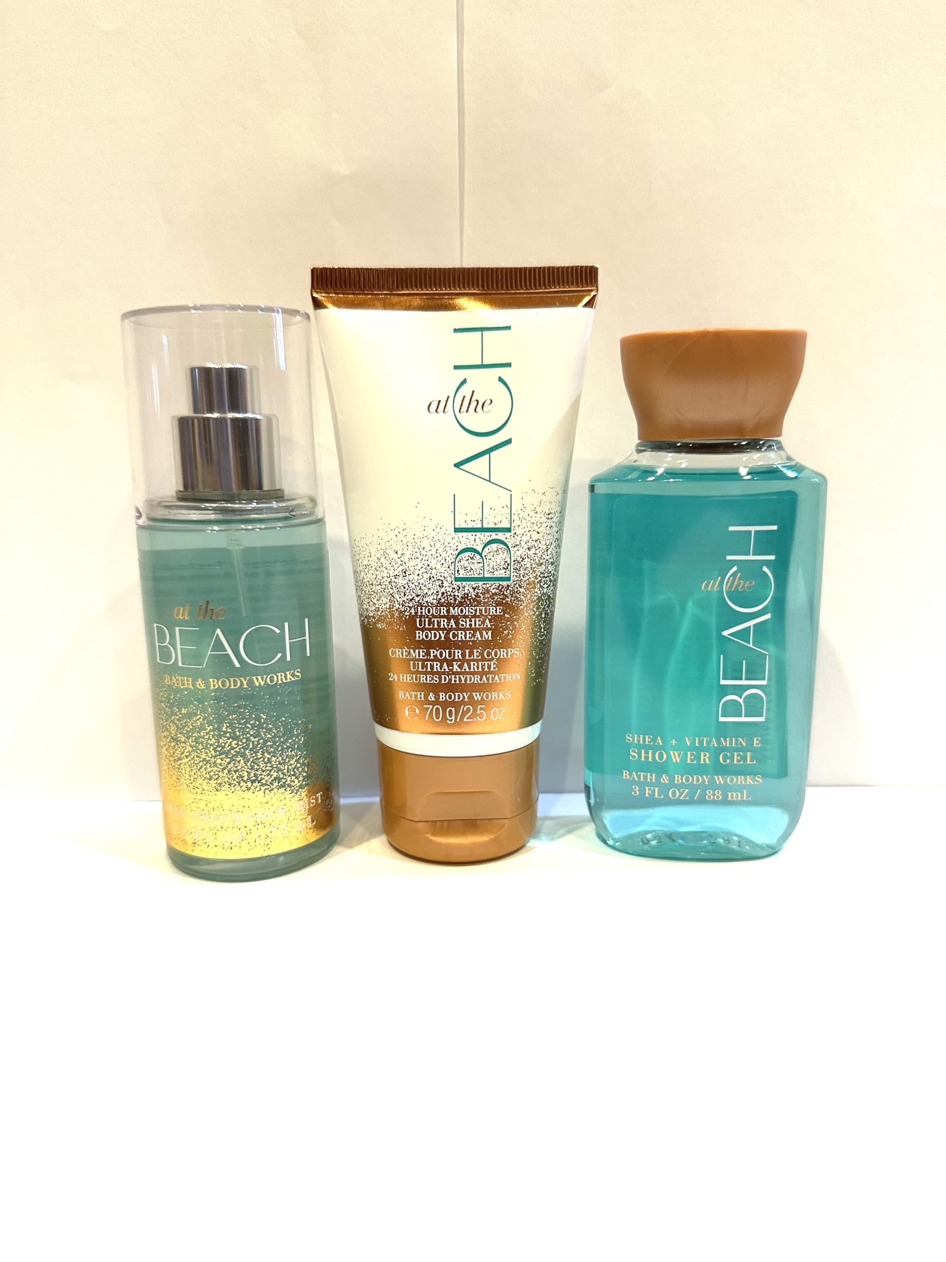 Bath & Body At The Beach Travel Size Set - Shower Gel, Body Cream & Fragrance Mist | Summer Vacation Essentials, Beach Getaway Toiletries, Travel-Friendly Skincare
