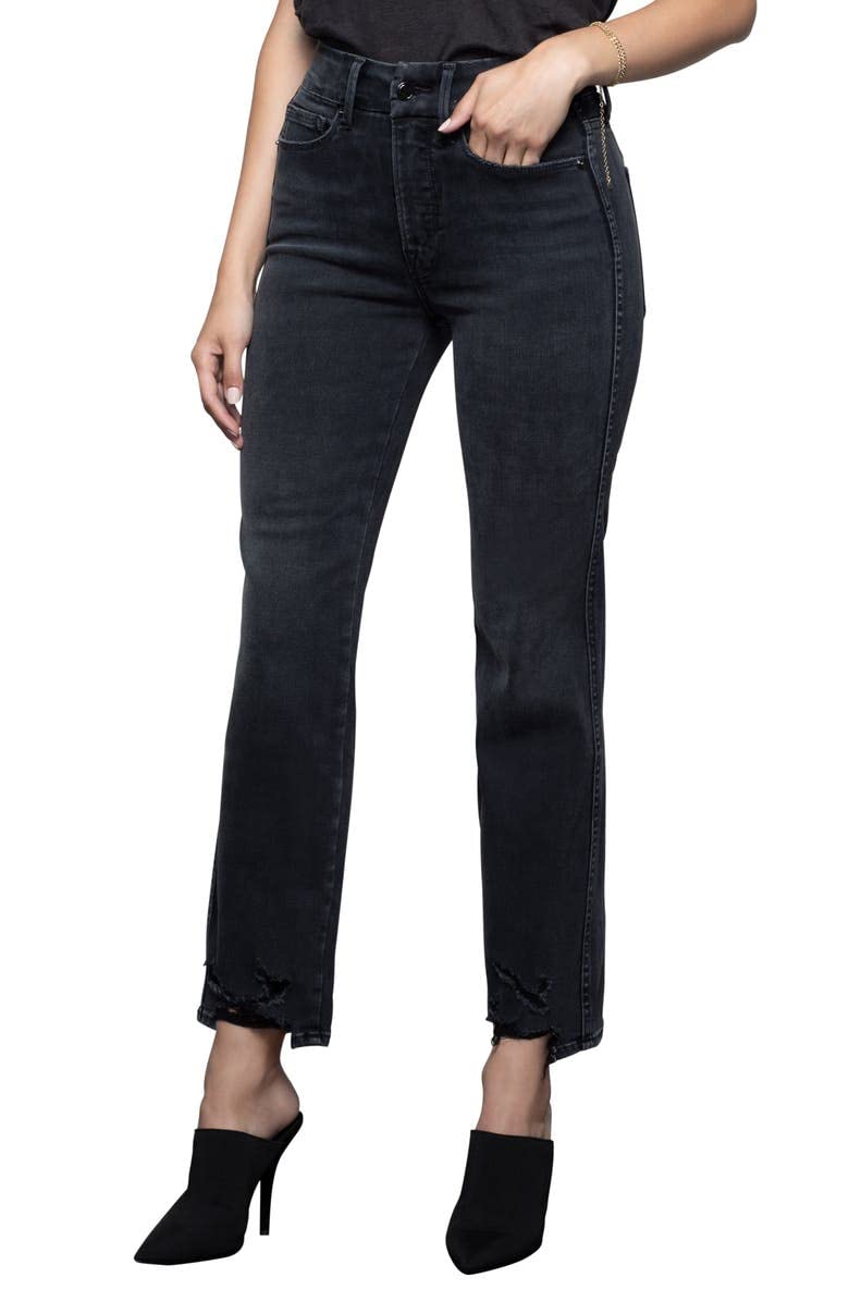 Good American Women's Good Straight Jeans - High Waist Slim Fit Stretch Denim Pants for Casual & Work Wear | Perfect for Office, Date Night & Everyday Outfits