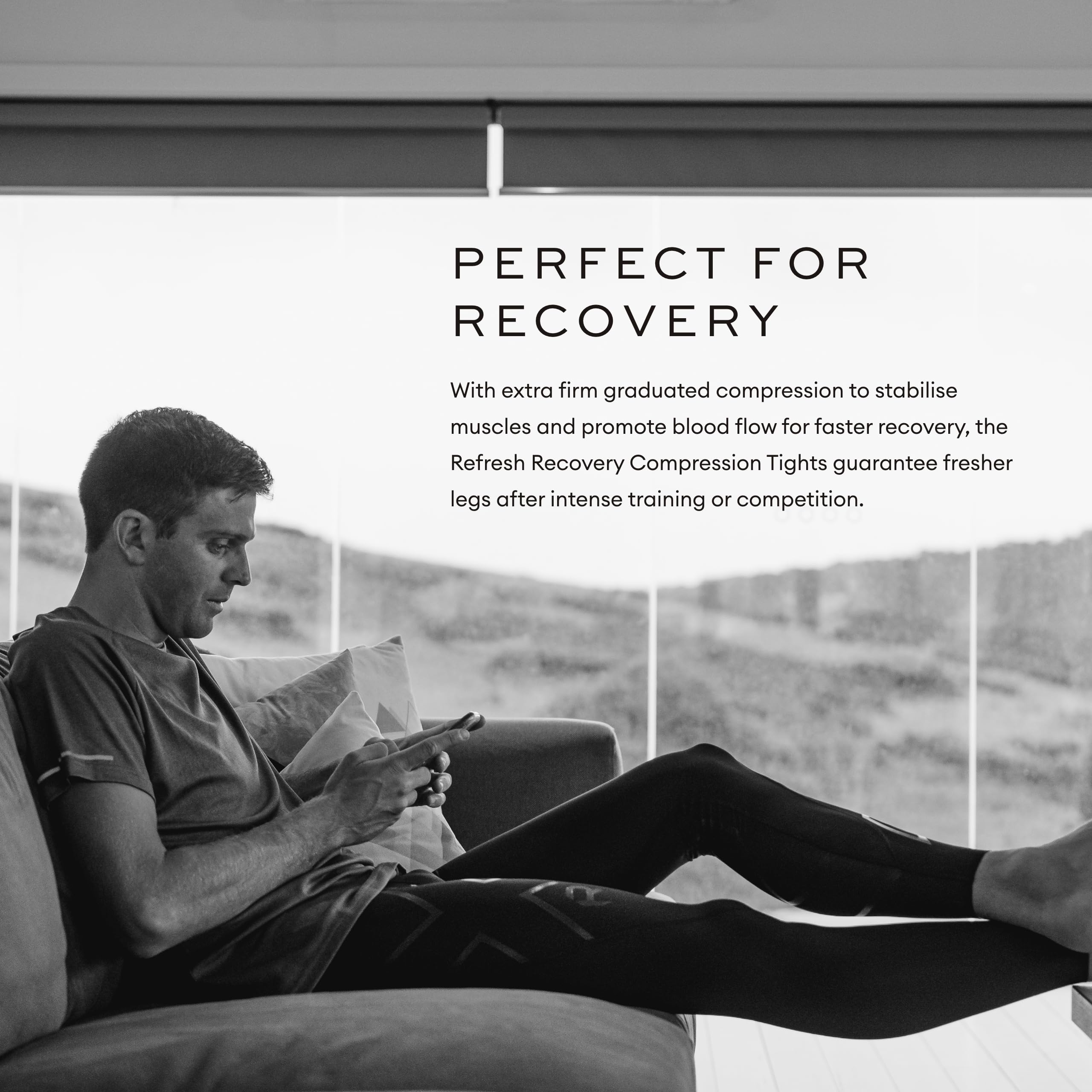 2XU Men's Refresh Recovery Compression Tights - High Performance Post-Workout Muscle Recovery Tights with Powerful Graduated Compression - Black/Nero - Ideal for Running, Gym Training & Athletic Recovery