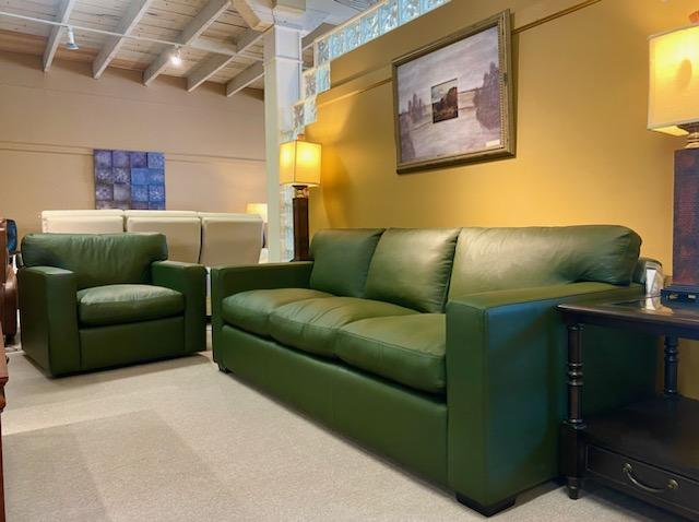 Modern Leather Sofa with Down Seating - Premium Comfort for Living Room, Office & Lounge - Soft Genuine Leather Couch with Plush Cushions