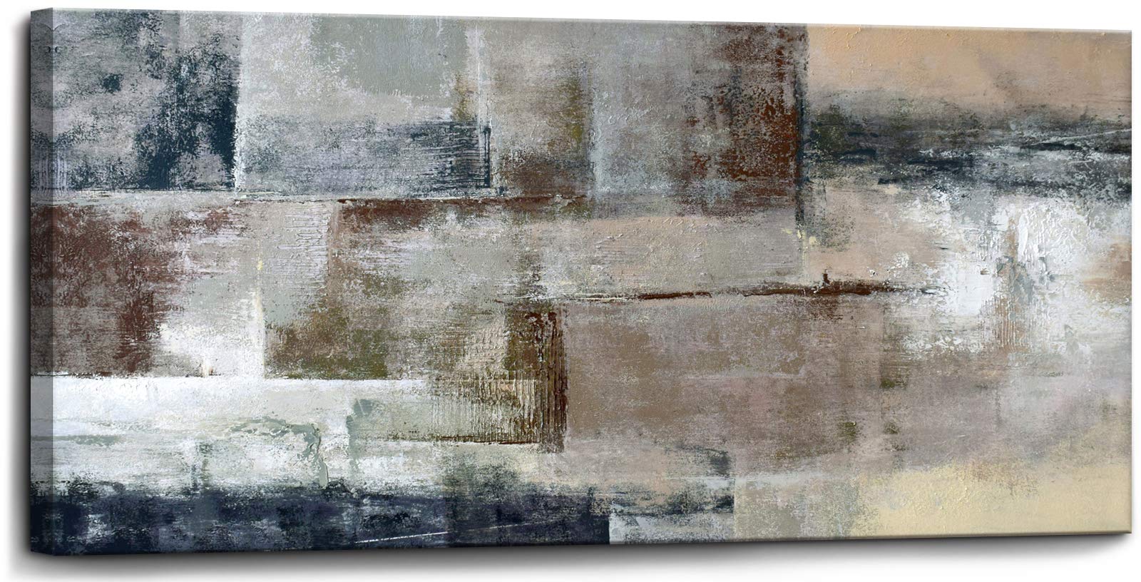 Hand-Painted Gray Abstract Oil Painting on Canvas - 30x60 Inch Framed Modern Wall Art for Living Room, Bedroom, Office | Large Colorful Contemporary Home Decor for Hotels & Dining Spaces