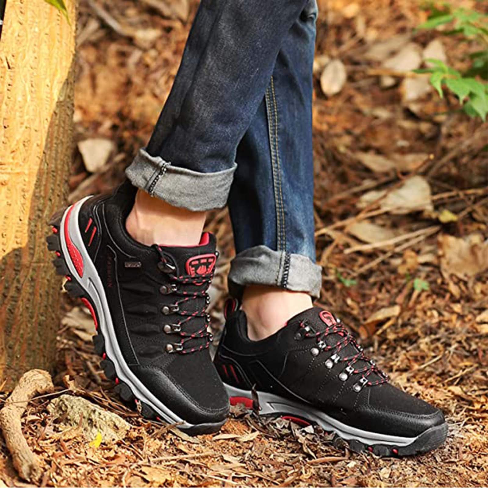 NJGRAE Women's Running Shoes - Lightweight Mesh Trainers for Fitness, Hiking & Outdoor Sports | Waterproof Trekking Shoes for Women | Perfect for Gym, Trail Running & Casual Wear (Ha1 Red)