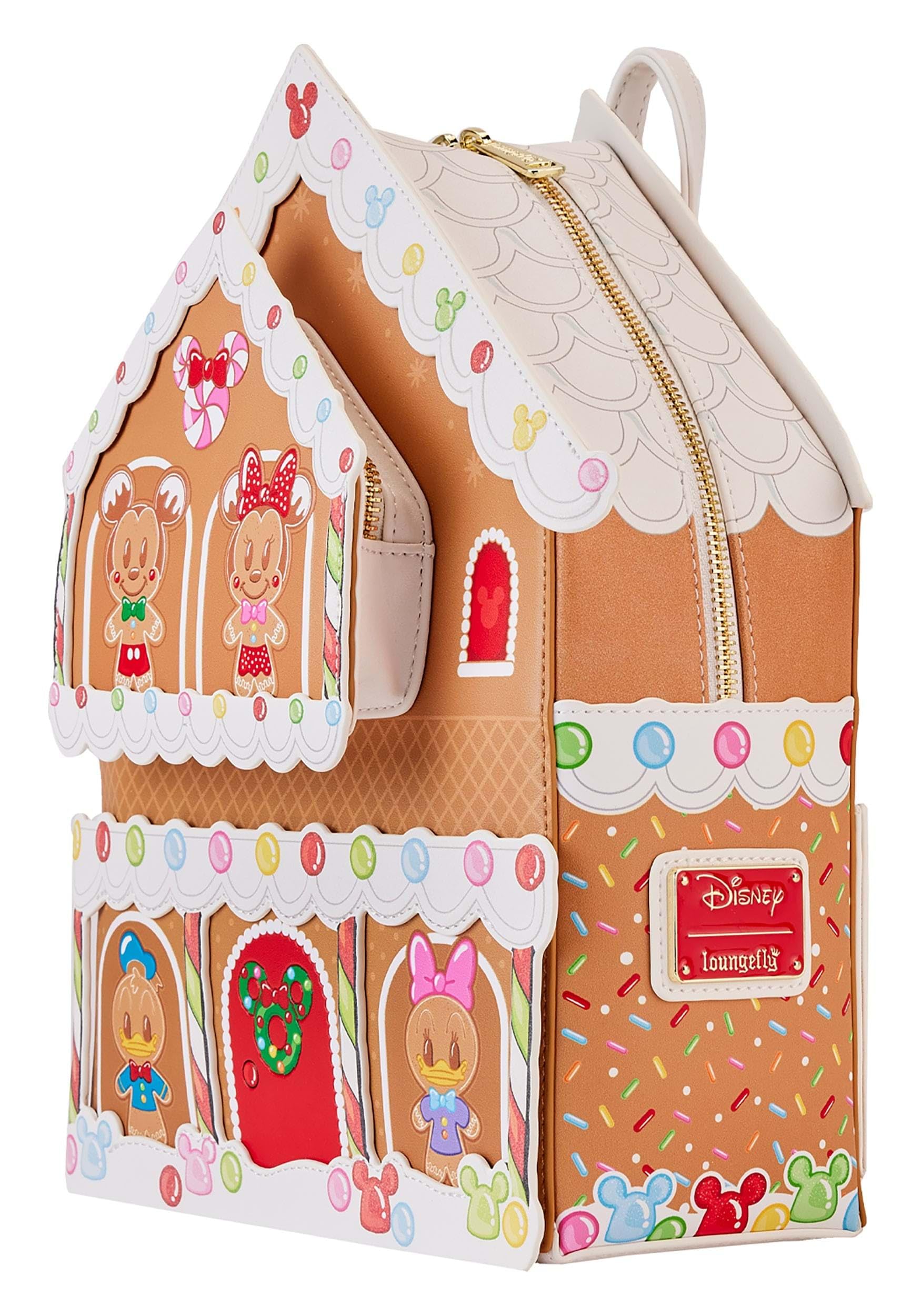Loungefly Disney Mickey & Friends Gingerbread House Mini Backpack - Cute Christmas Themed Crossbody Bag for Women & Girls - Perfect for Holidays, Travel, and Disney Parks