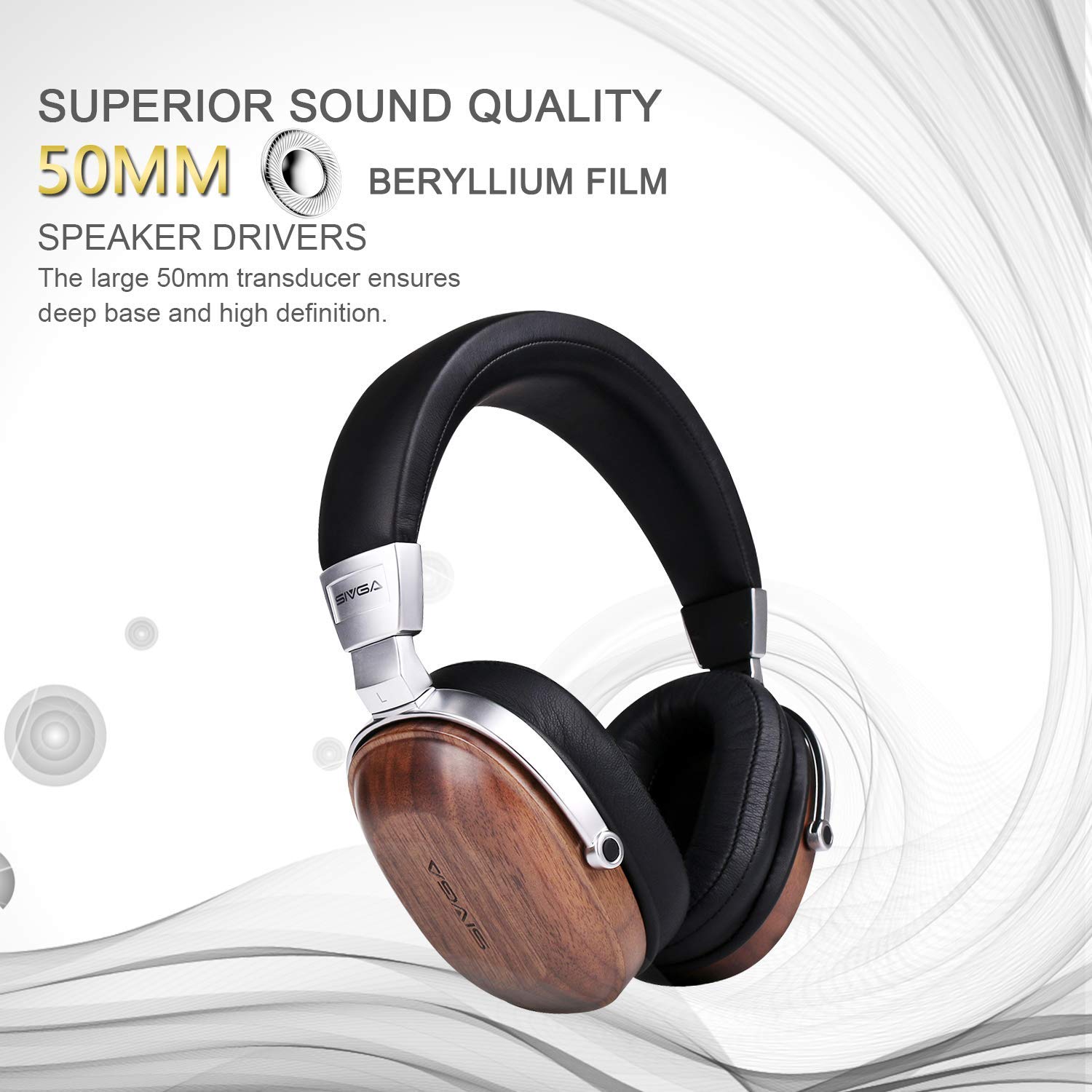Sivga SV006 Closed-Back Over-Ear Headphones with Built-in Mic - Premium Studio Monitor Headphones for Music, Gaming & Recording (Open Box)
