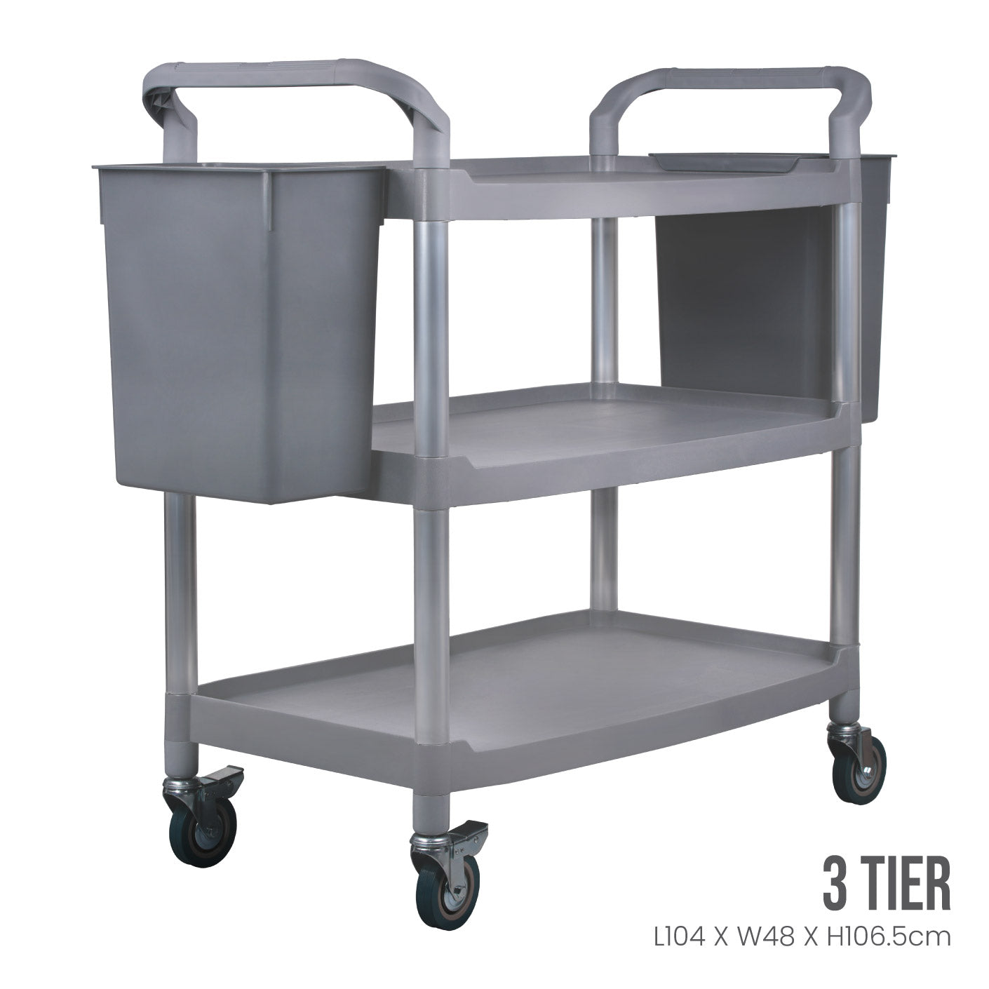3-Tier Stainless Steel Catering Cart with Wheels - Heavy Duty Commercial Serving Cart for Restaurants, Buffets, and Events - Perfect for Food Service, Banquets, and Catering Businesses